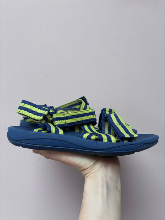 Yellow blue striped Camper sandals size UK6