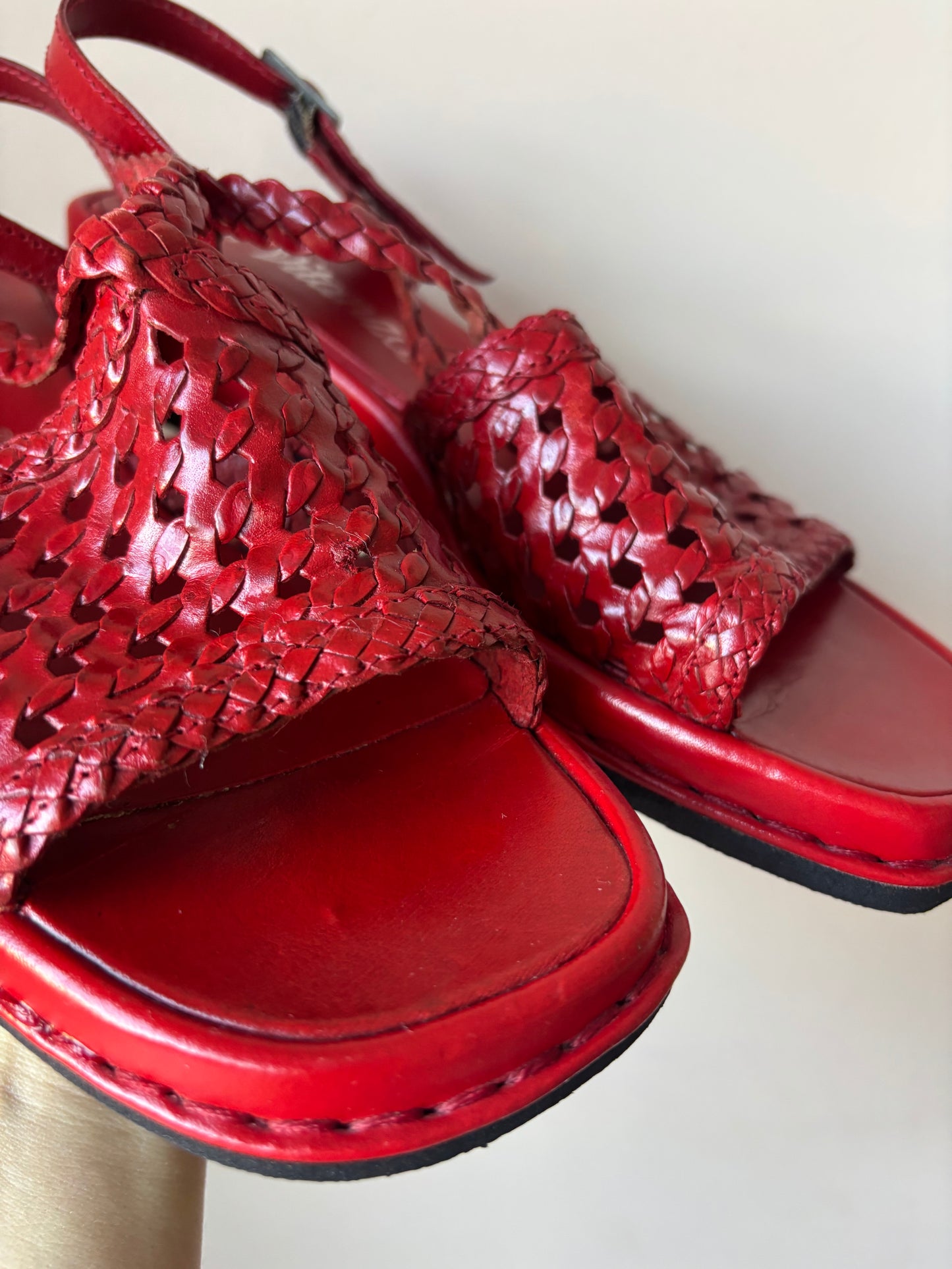 Vintage red leather sandals size UK5