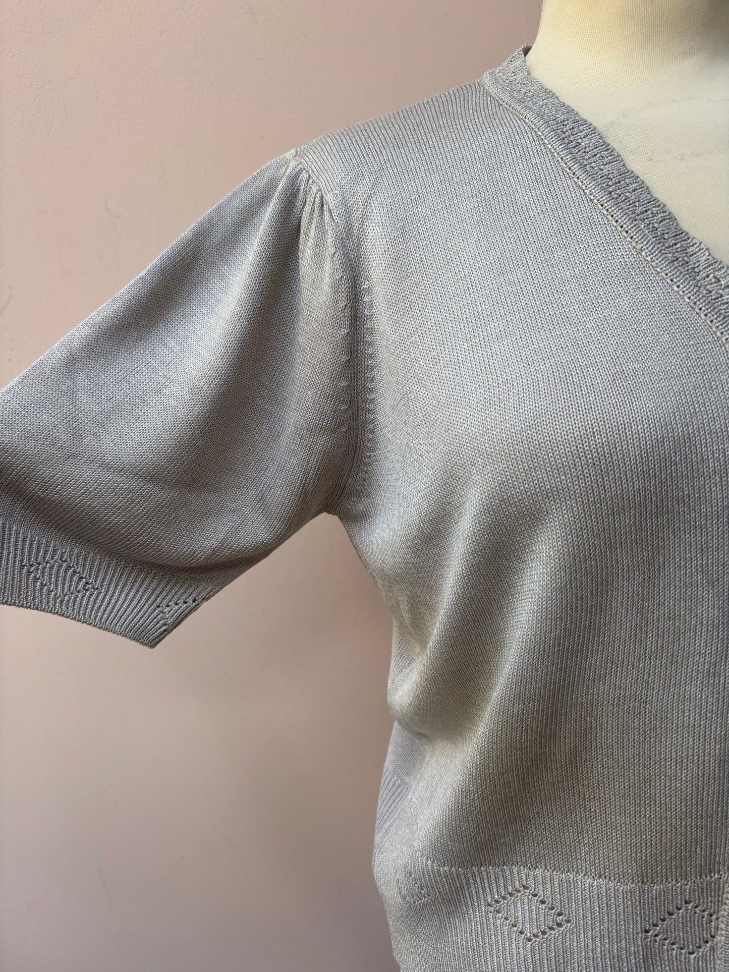 Vintage beige fine knit top size 12