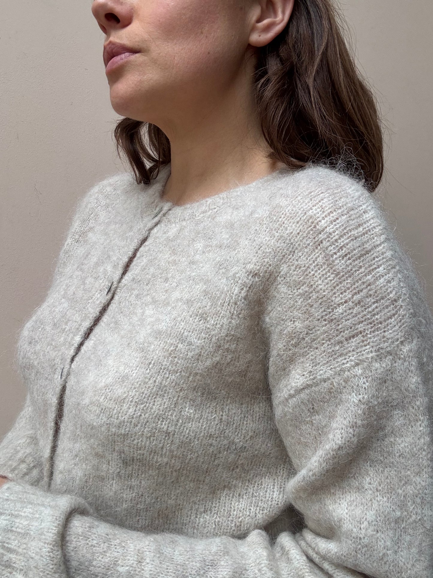 Greige mohair mix cardigan size Medium