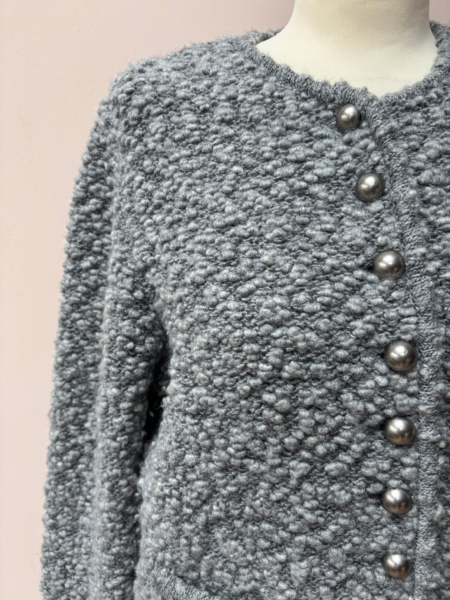 Lodenfrey wool grey boucle cardigan size 10