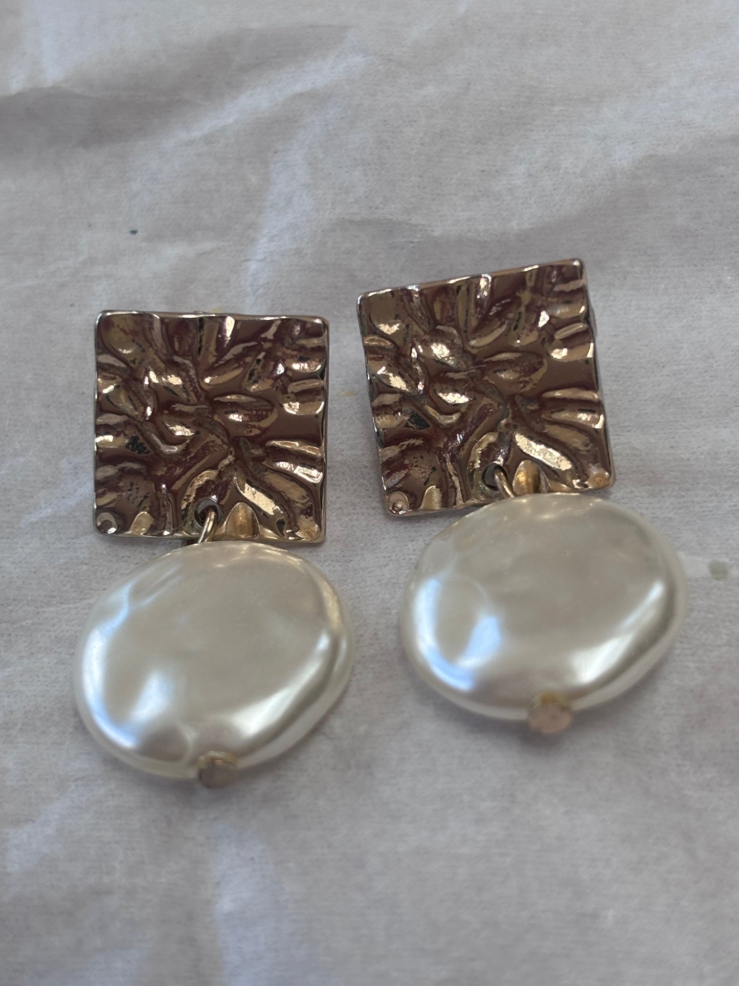 Gold and pearl drop earrings