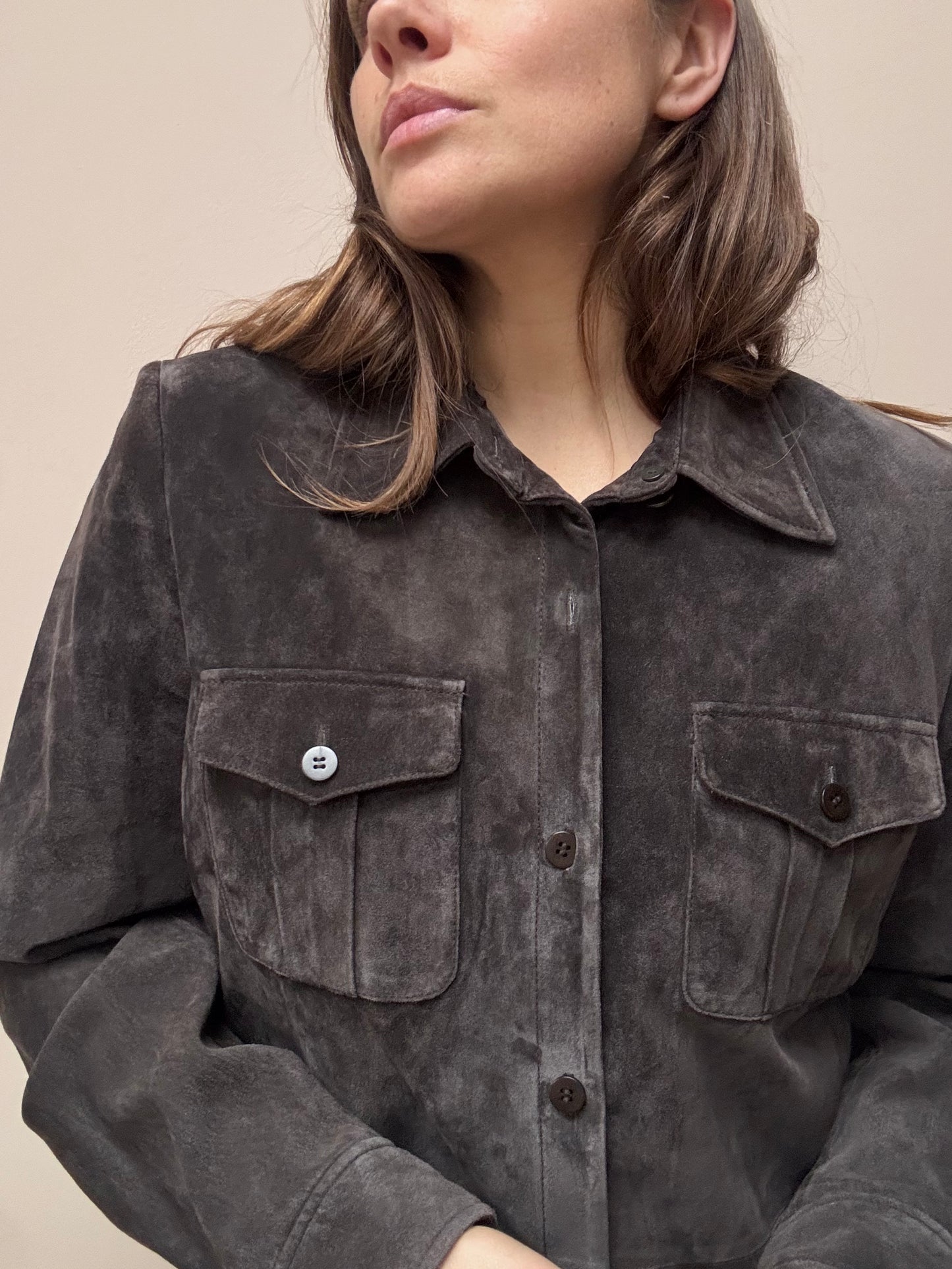 Brown suede shirt size 12