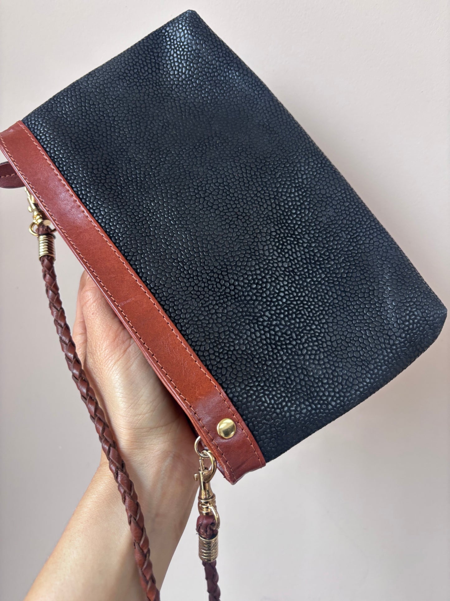 Small vintage scotch grain leather bag