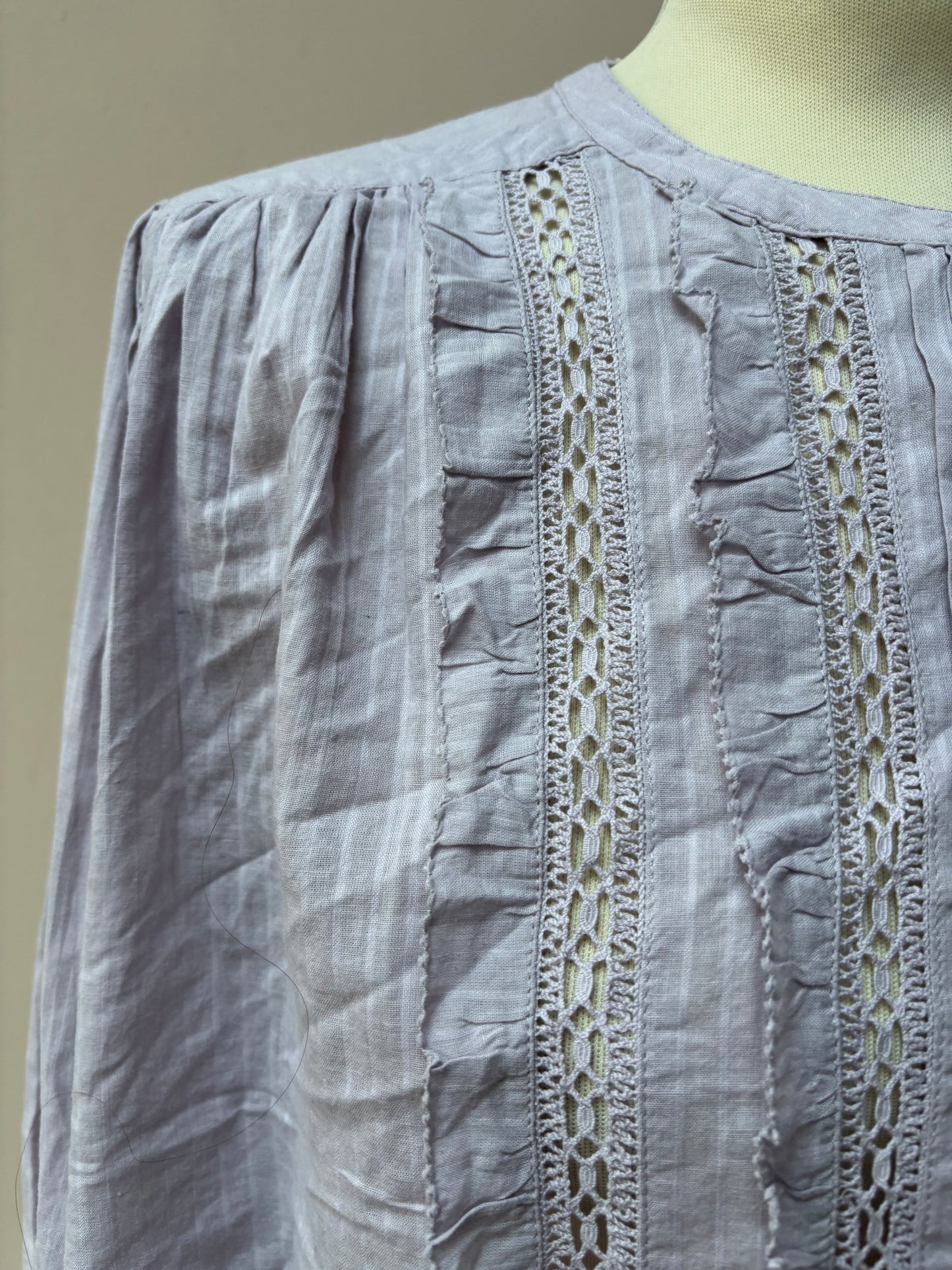 Pale lilac 100% cotton blouse size 8-12