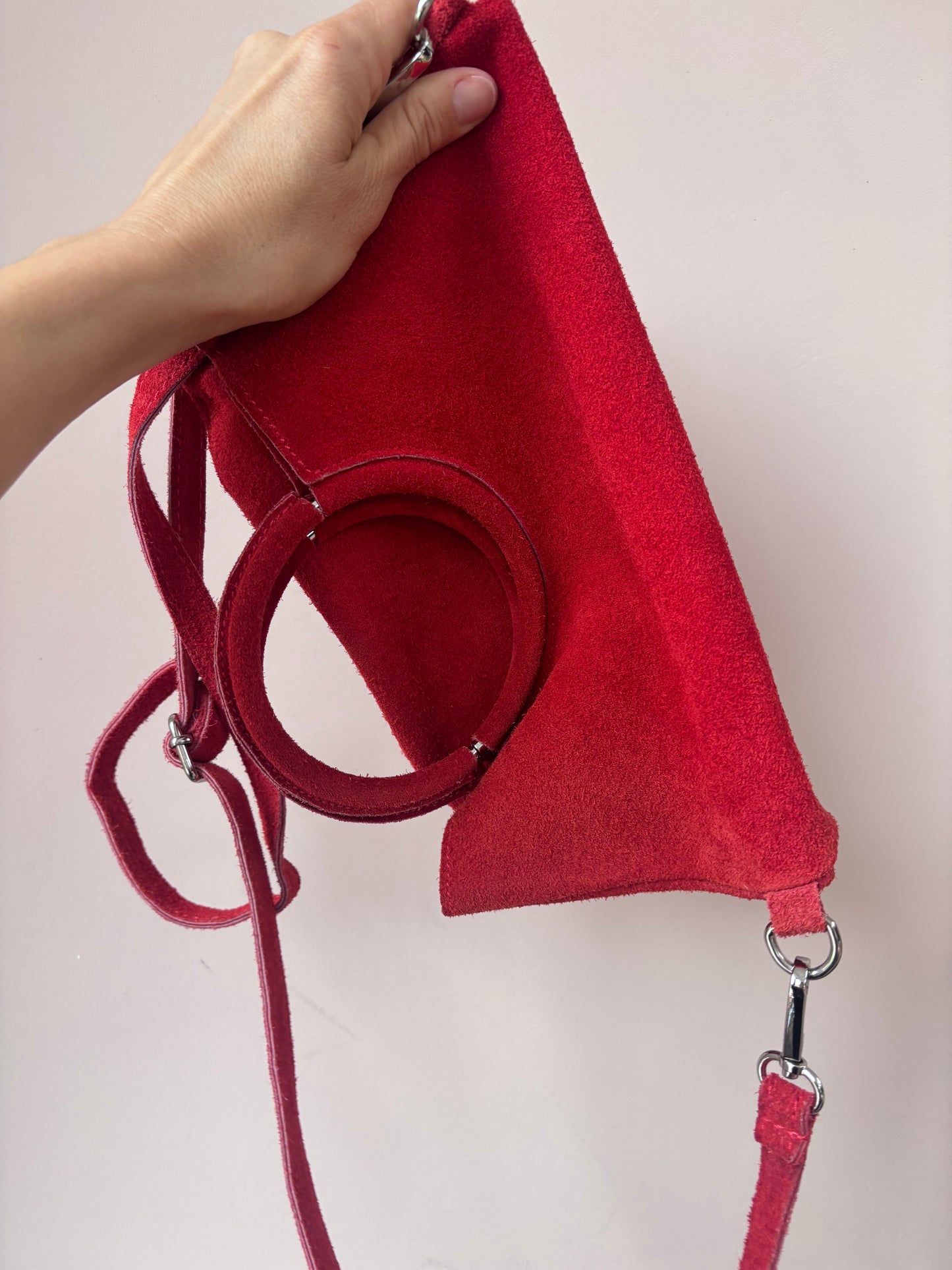 Red suede bag