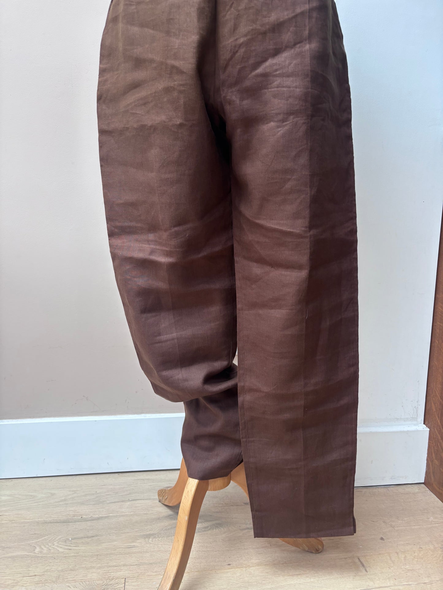 Vintage brown 100% linen trousers size 10