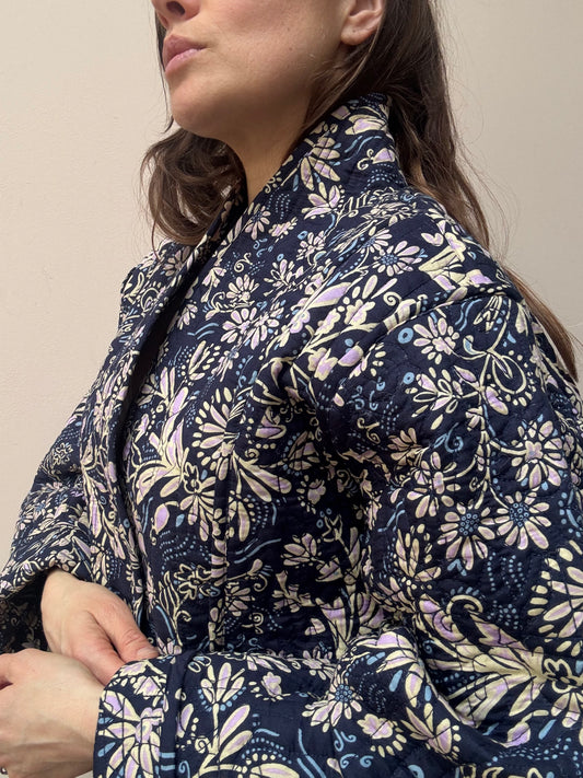 Quilted floral oversized 100% cotton jacket size 18