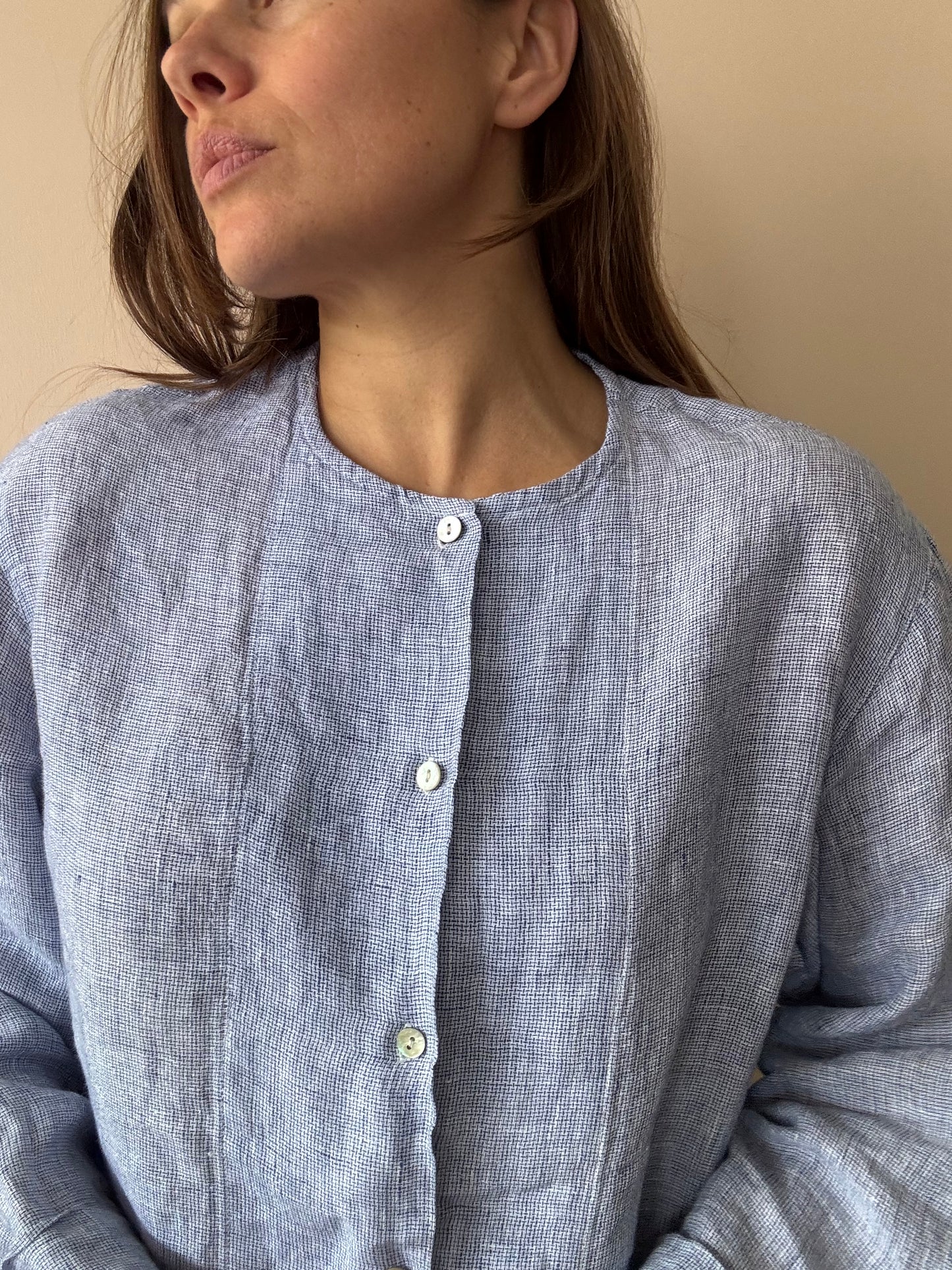 Pale blue 100% linen shirt size 12