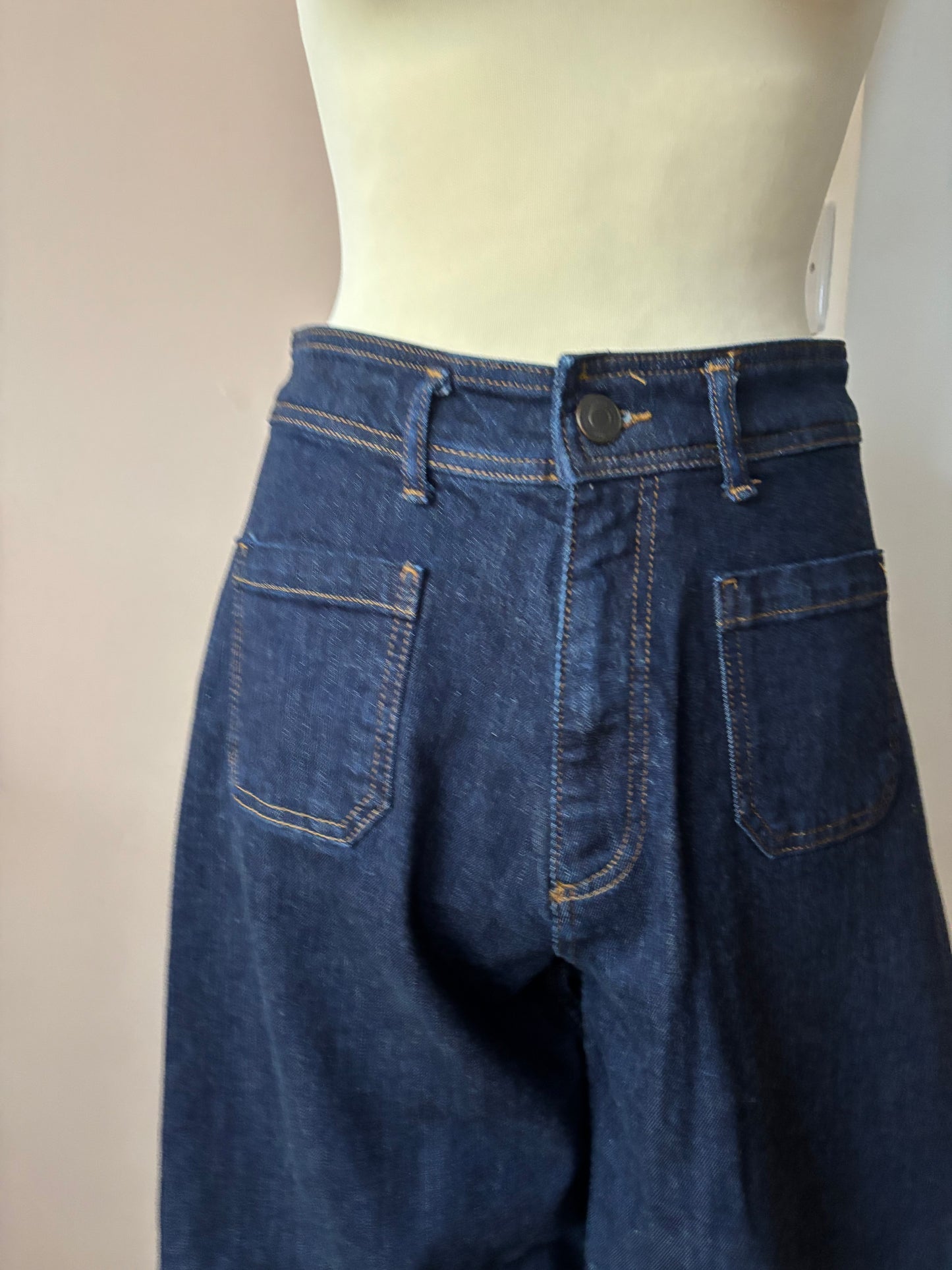Dark blue wide leg cotton denim jeans size 12
