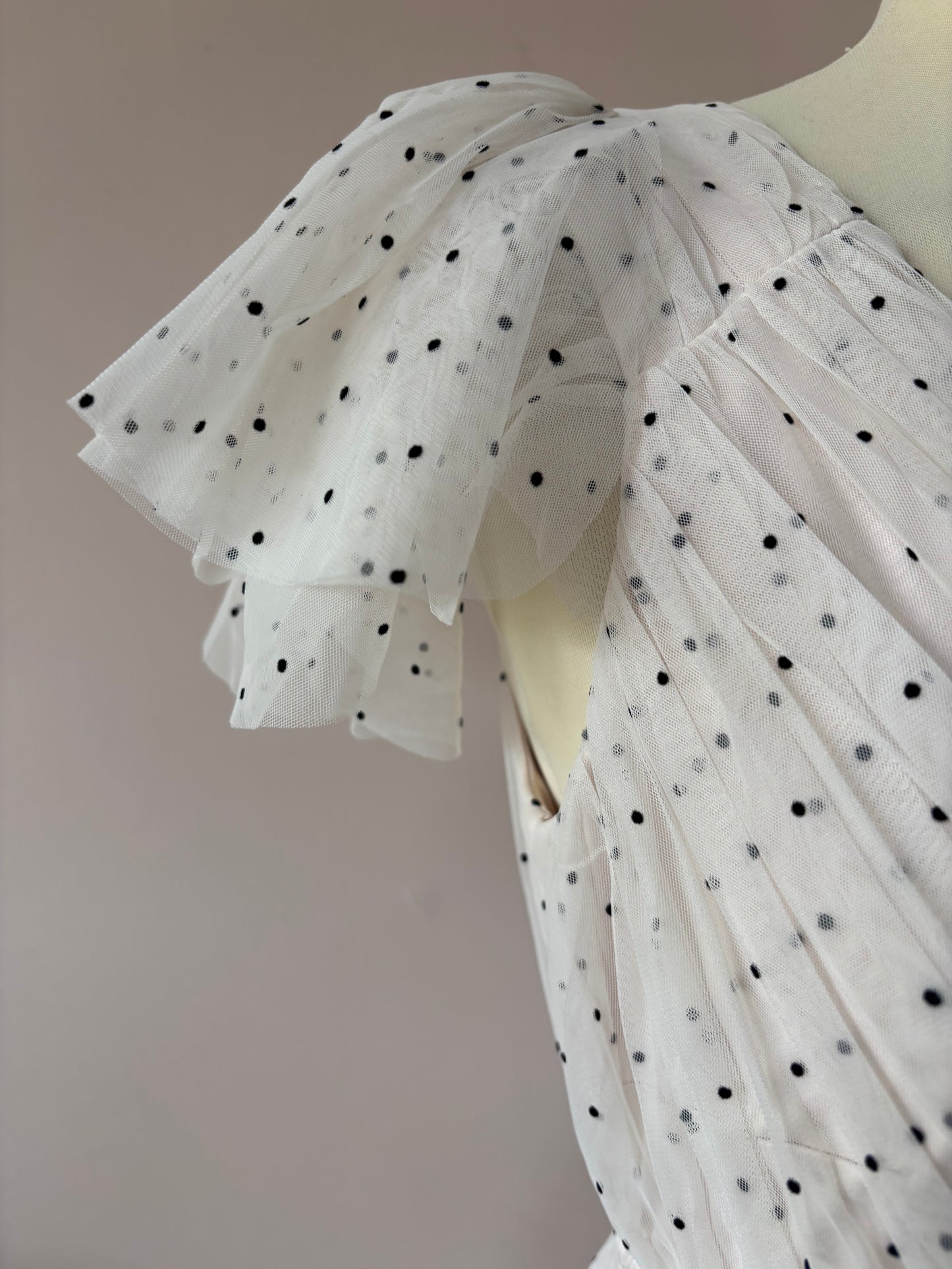 Polka dot layered frill shoulder dress BNWT size 12