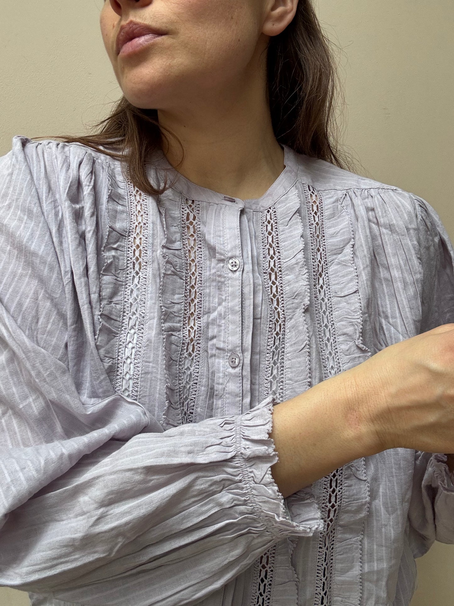 Pale lilac 100% cotton blouse size 8-12