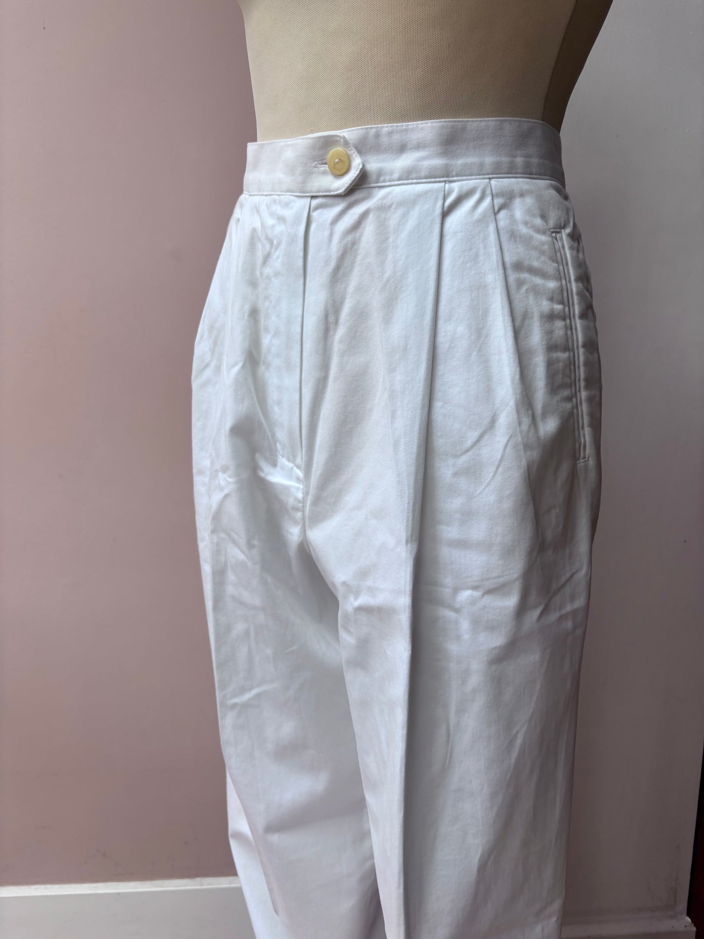 Vintage white 100% cotton trousers UK10