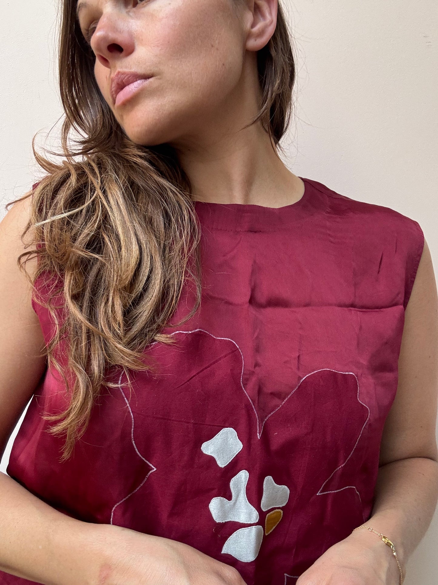 Vintage flower tassels top size XL