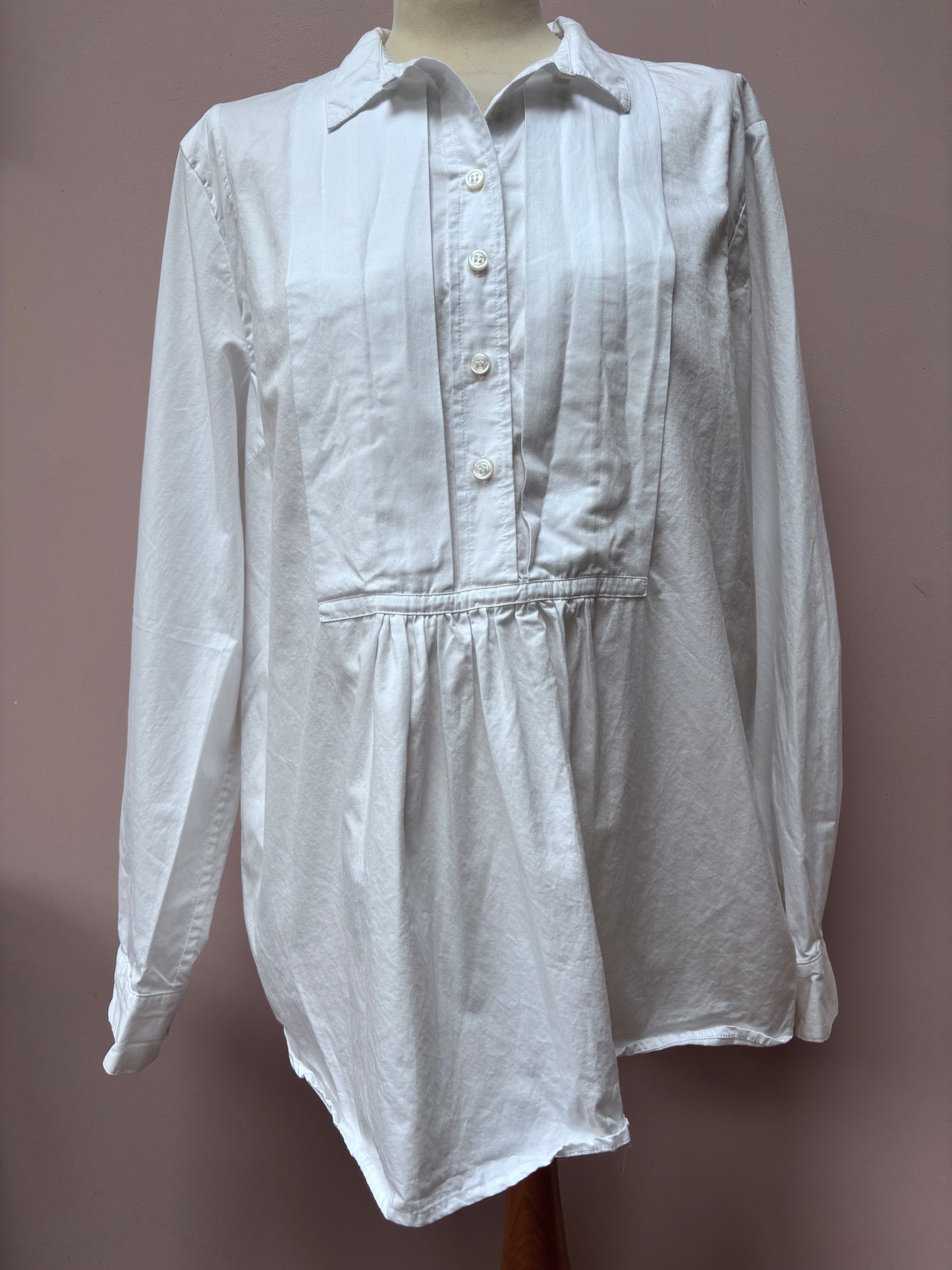 Toast white cotton shirt with detailing on bib size18