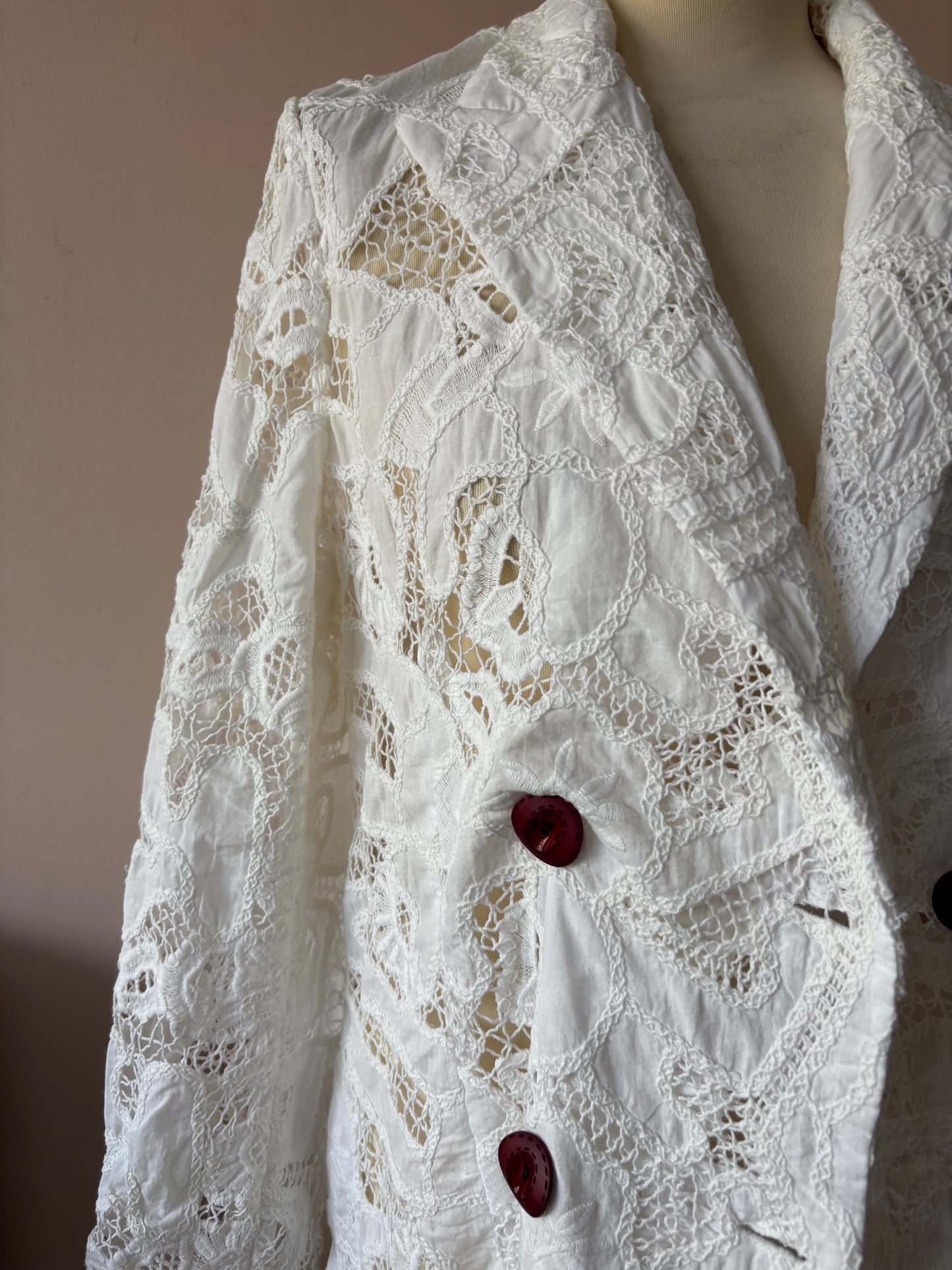 White lace double breasted blazer size Medium