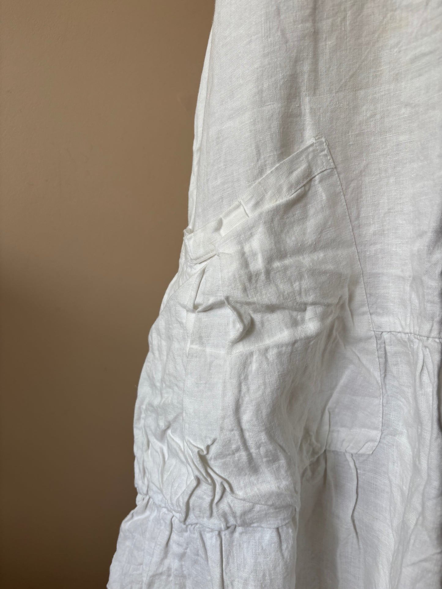 White 100% linen tunic dress size Large