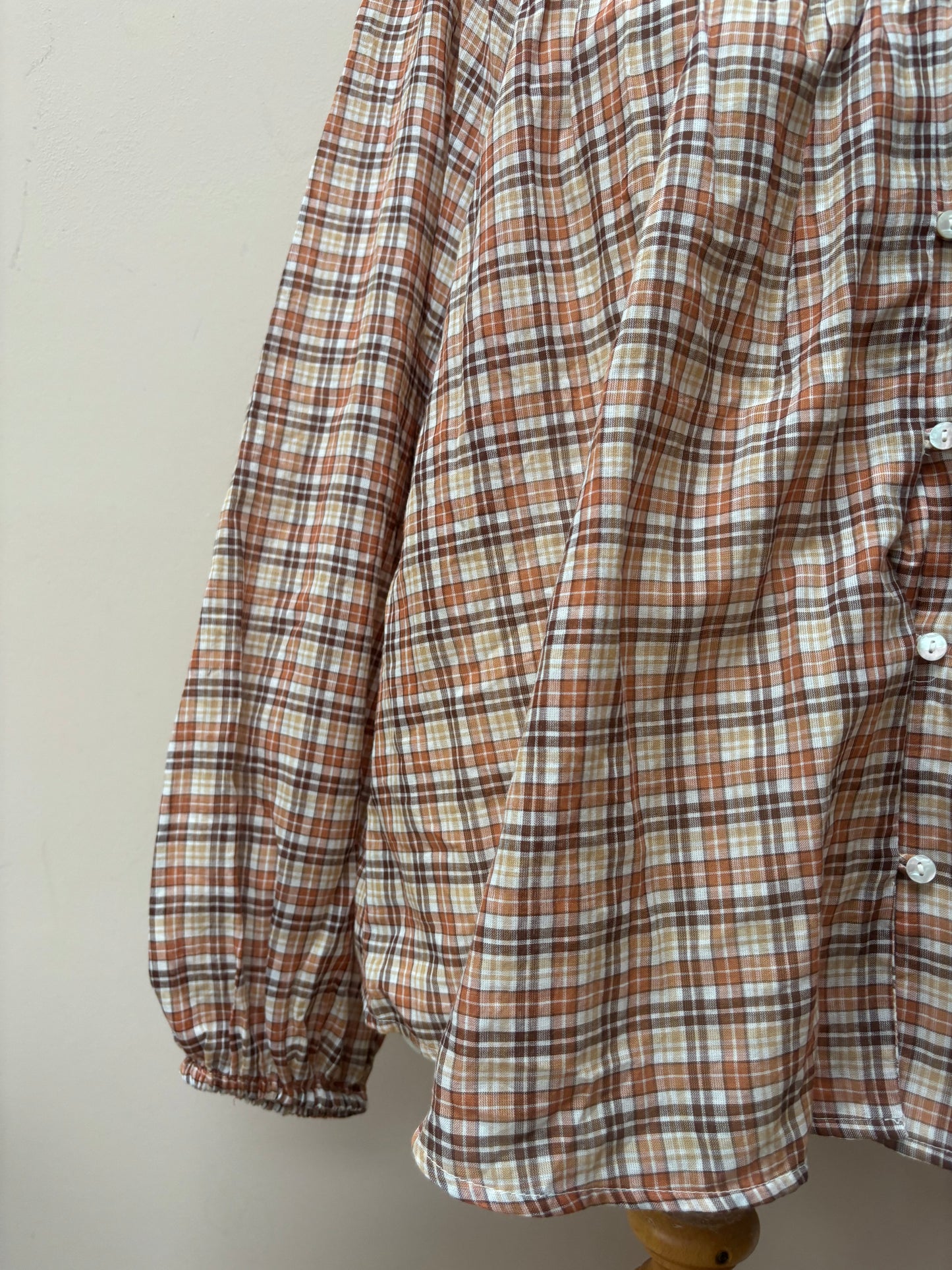 Gingham check 100% cotton blouse size 12/14