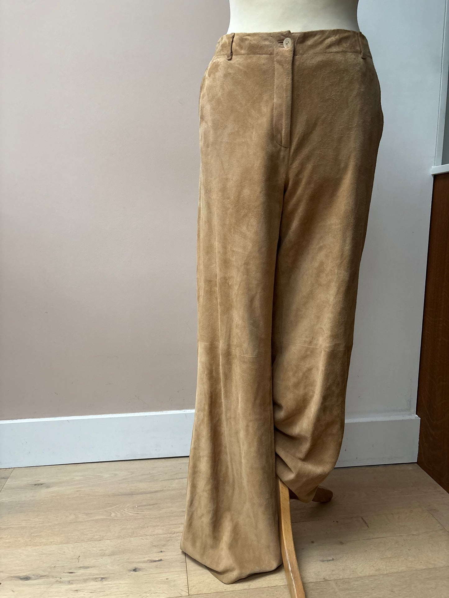Beige suede trousers size 12