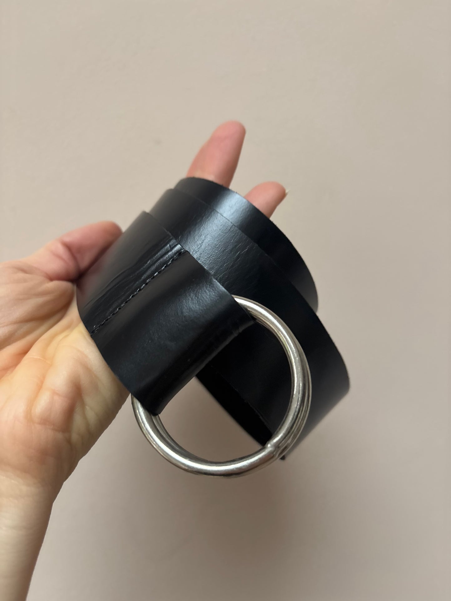 Black leather adjustable belt size medium