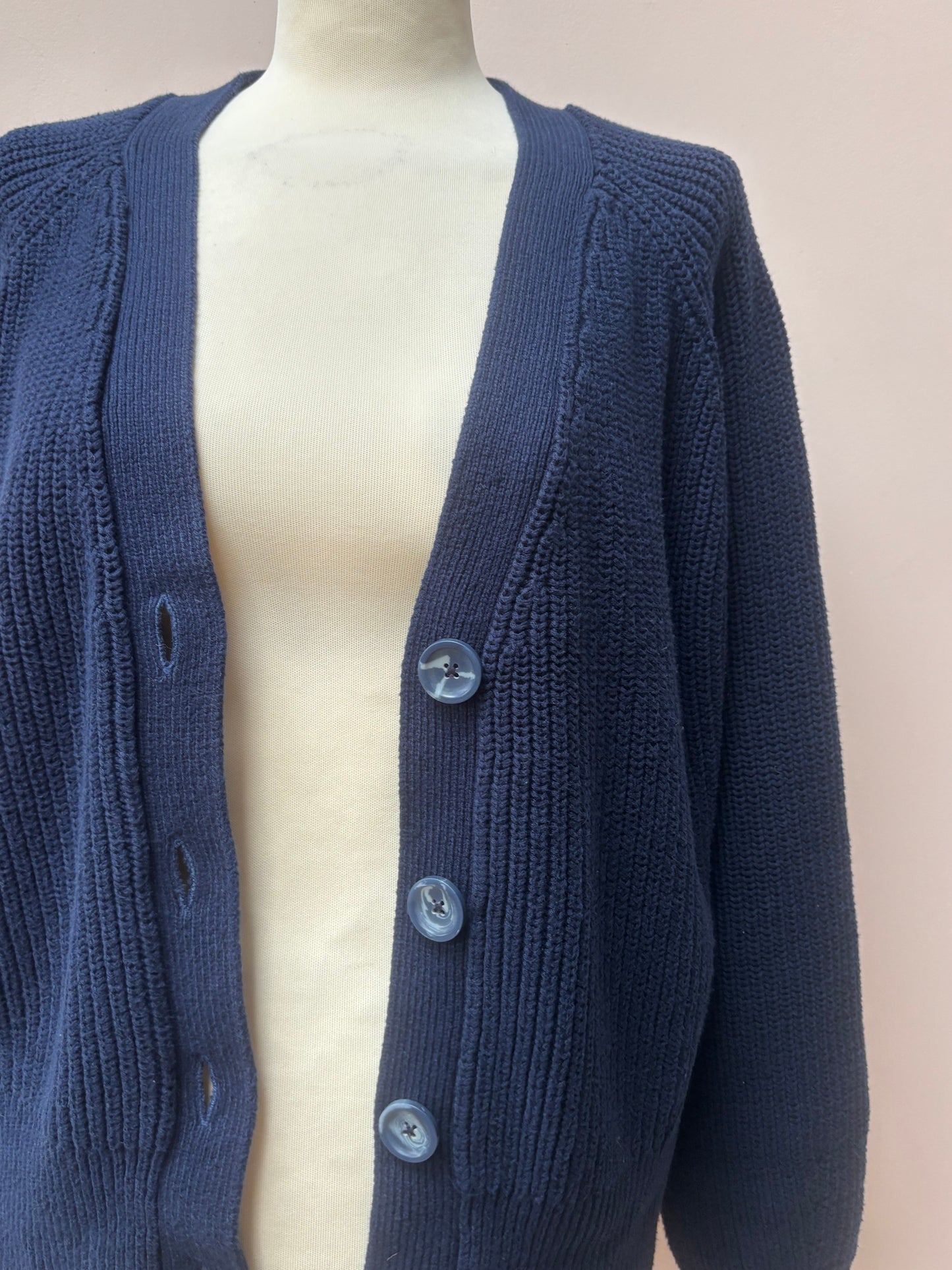 Navy 100% cotton cardigan size10/12