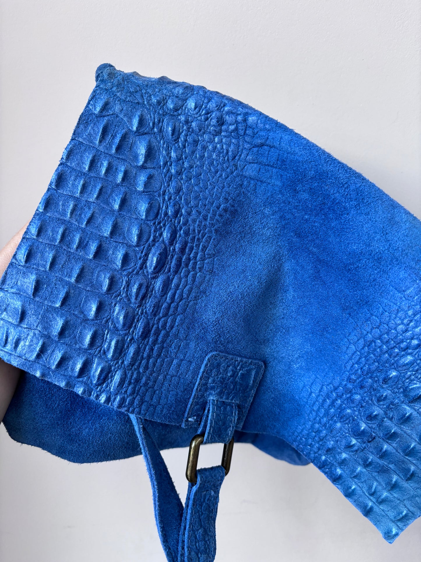 Blue suede leather bag