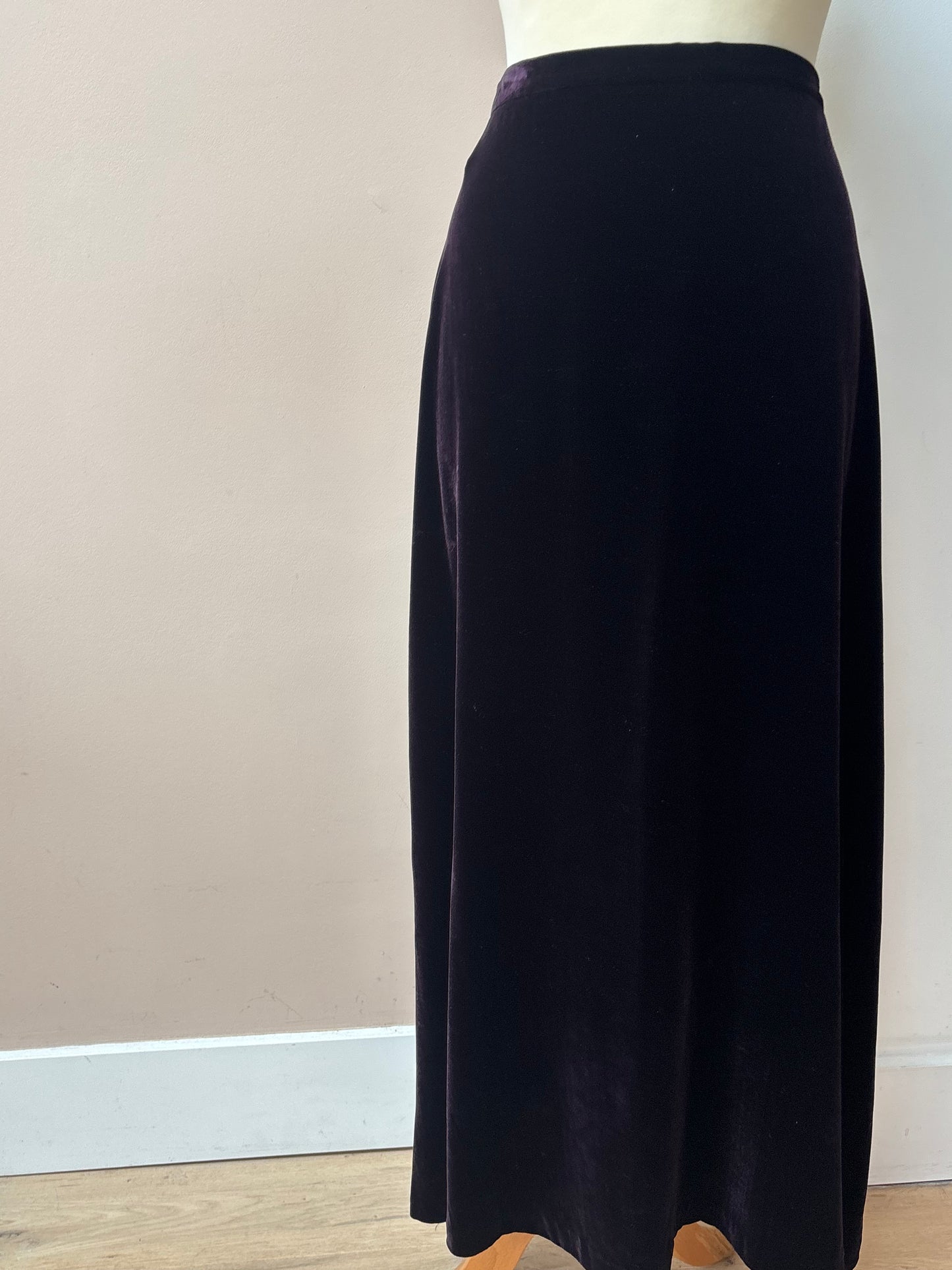 Vintage silk mix deep plum velvet Laura Ashley skirt size 12/14