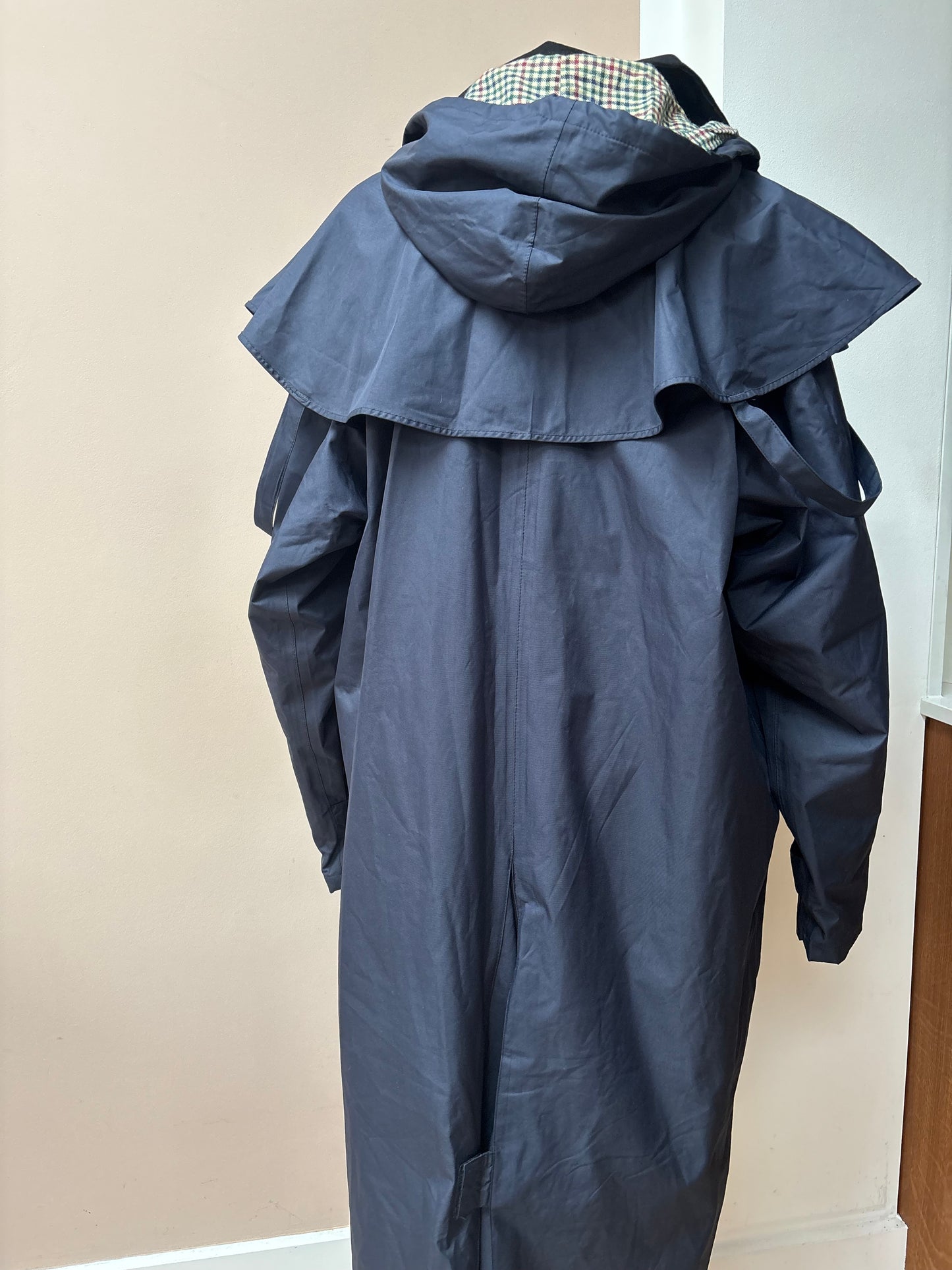 Vintage long navy waterproof jacket size 12/14
