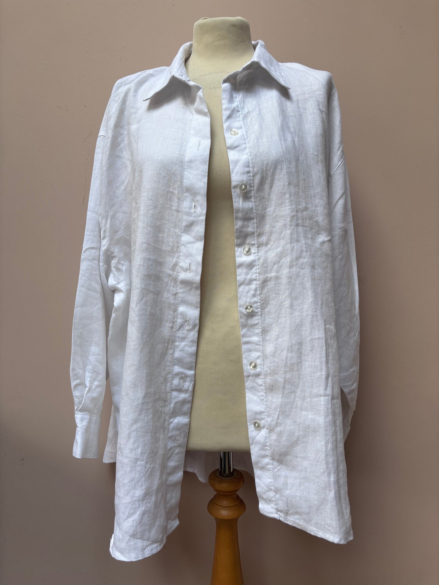 White 100% linen shirt size 18