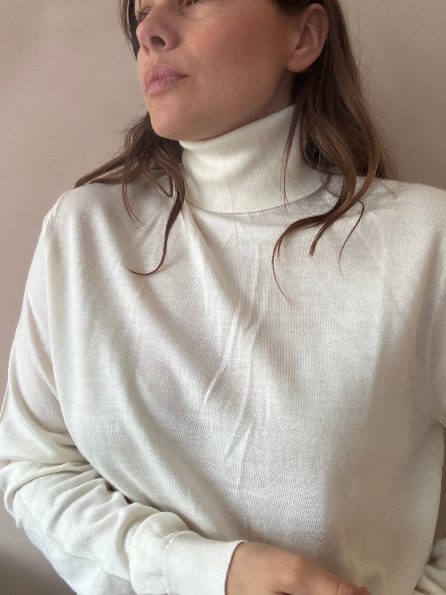 Cream merino mix polo neck jumper size 12/14
