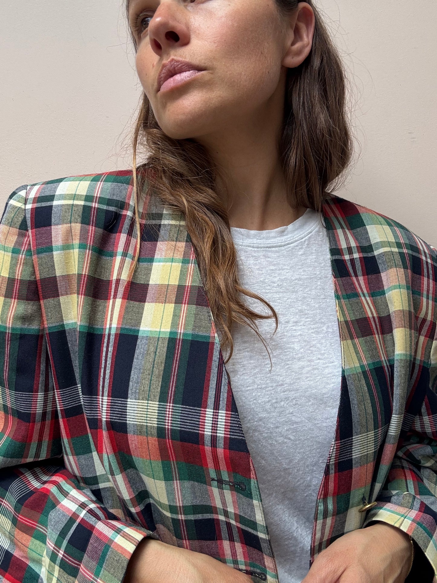 Vintage check oversized blazer size 12-16