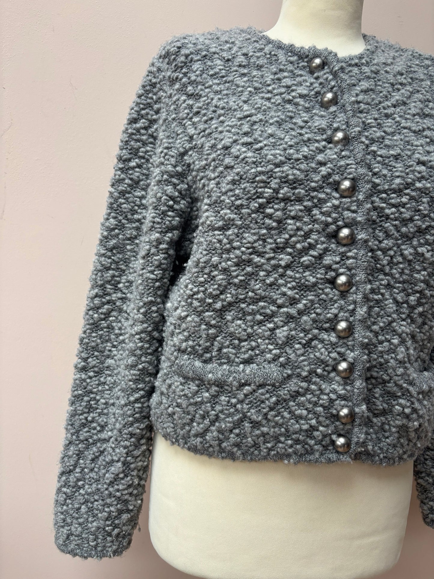 Lodenfrey wool grey boucle cardigan size 10
