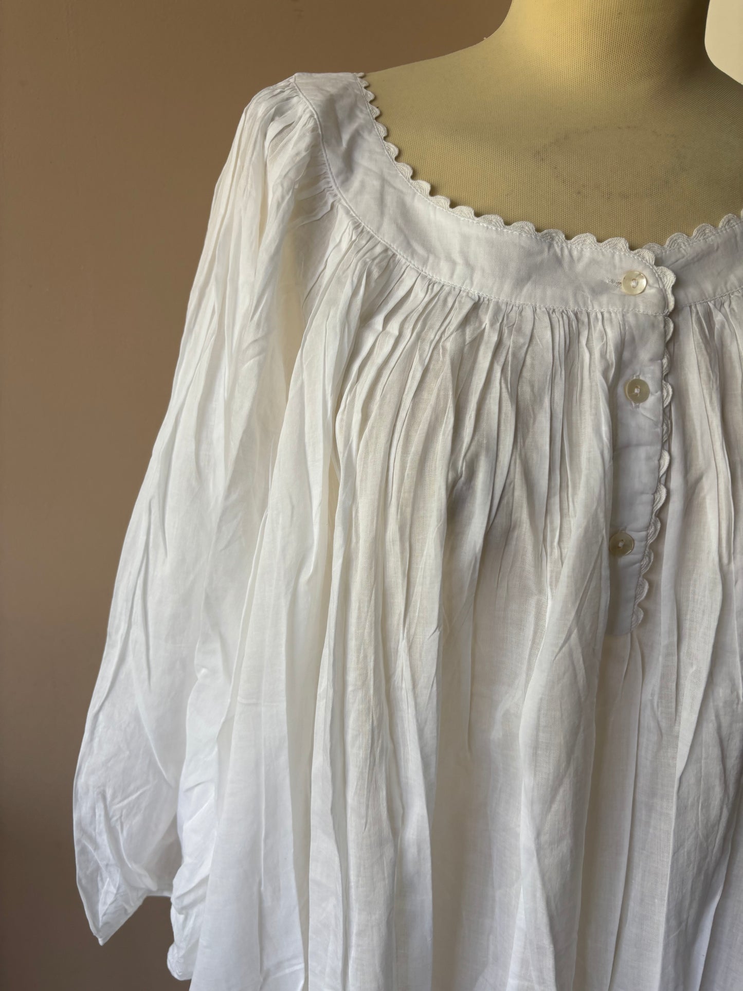 White organic cotton nightdress . One size