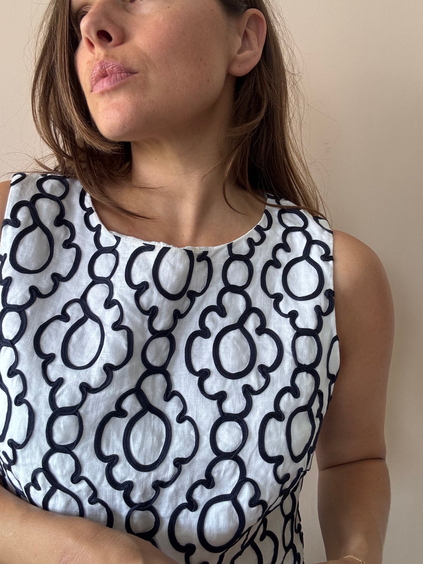 100% linen embroidered dress size 14