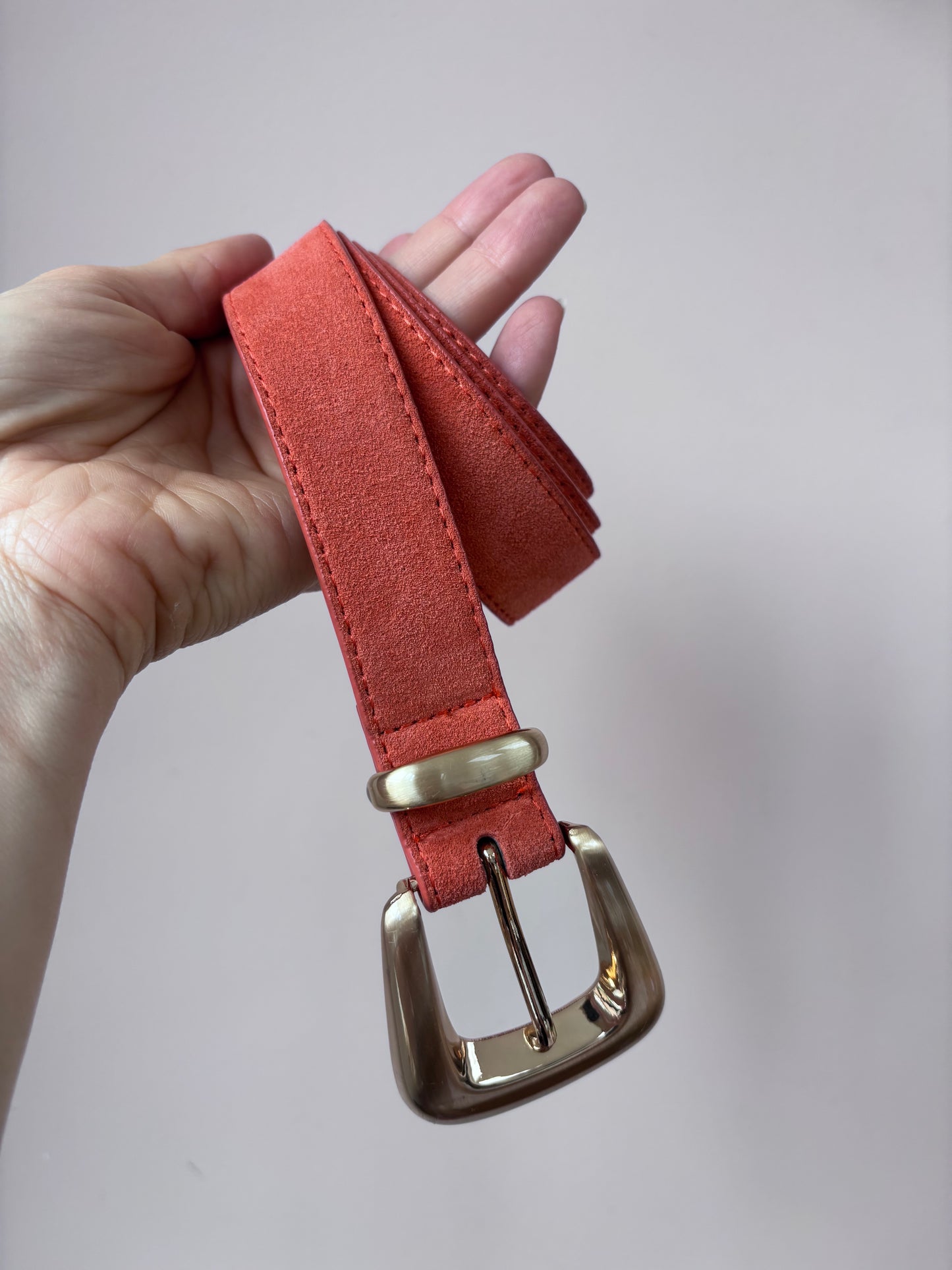 Peachy suede leather belt size 10/12