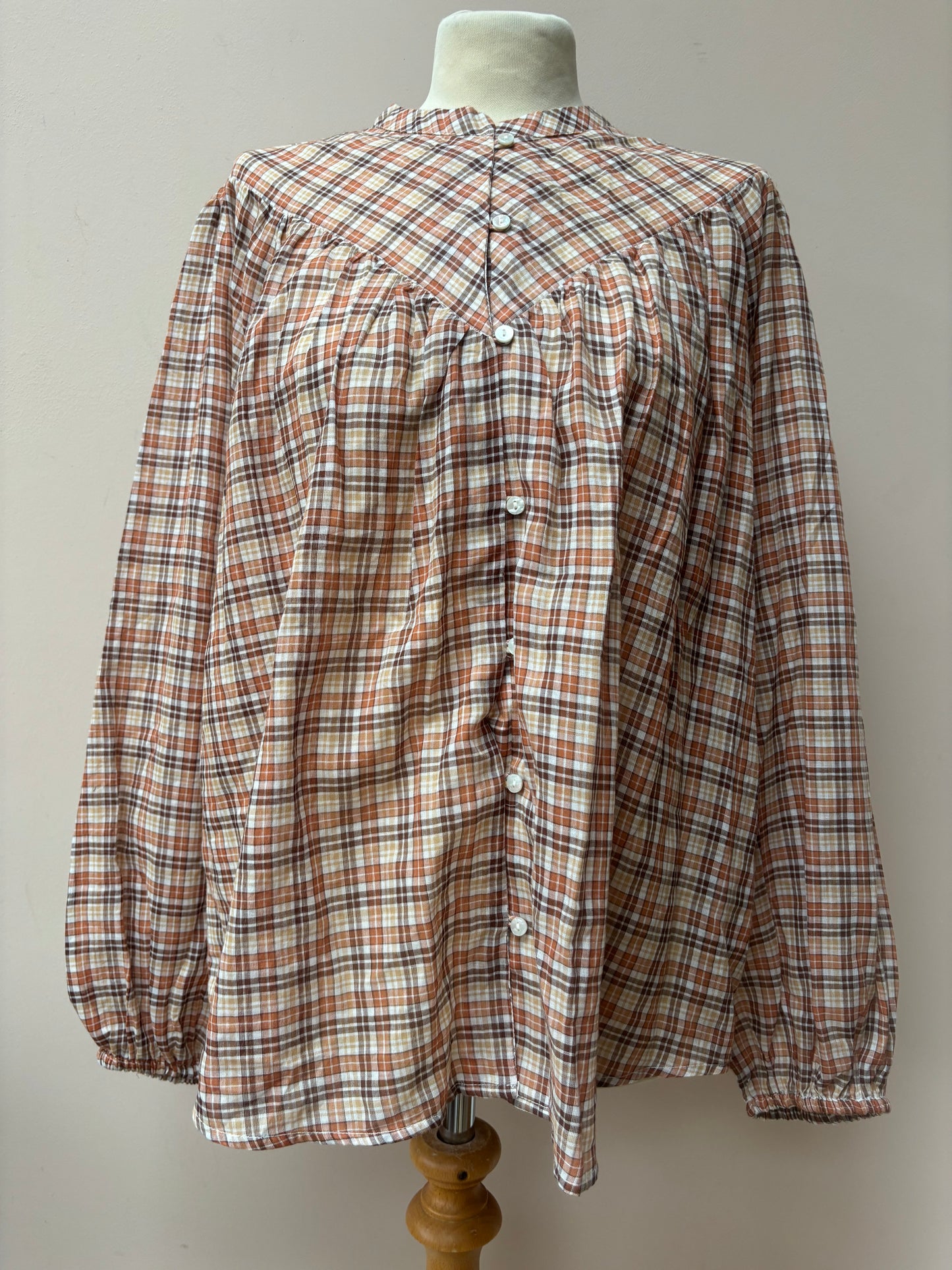 Gingham check 100% cotton blouse size 12/14