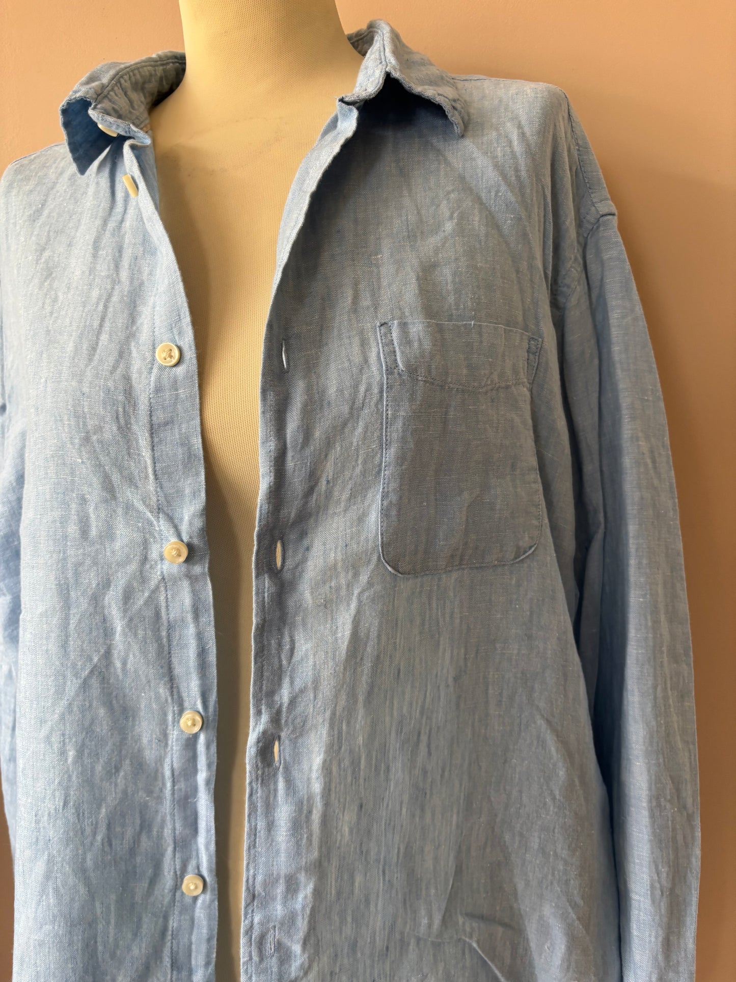 Light blue 100% linen shirt size Large