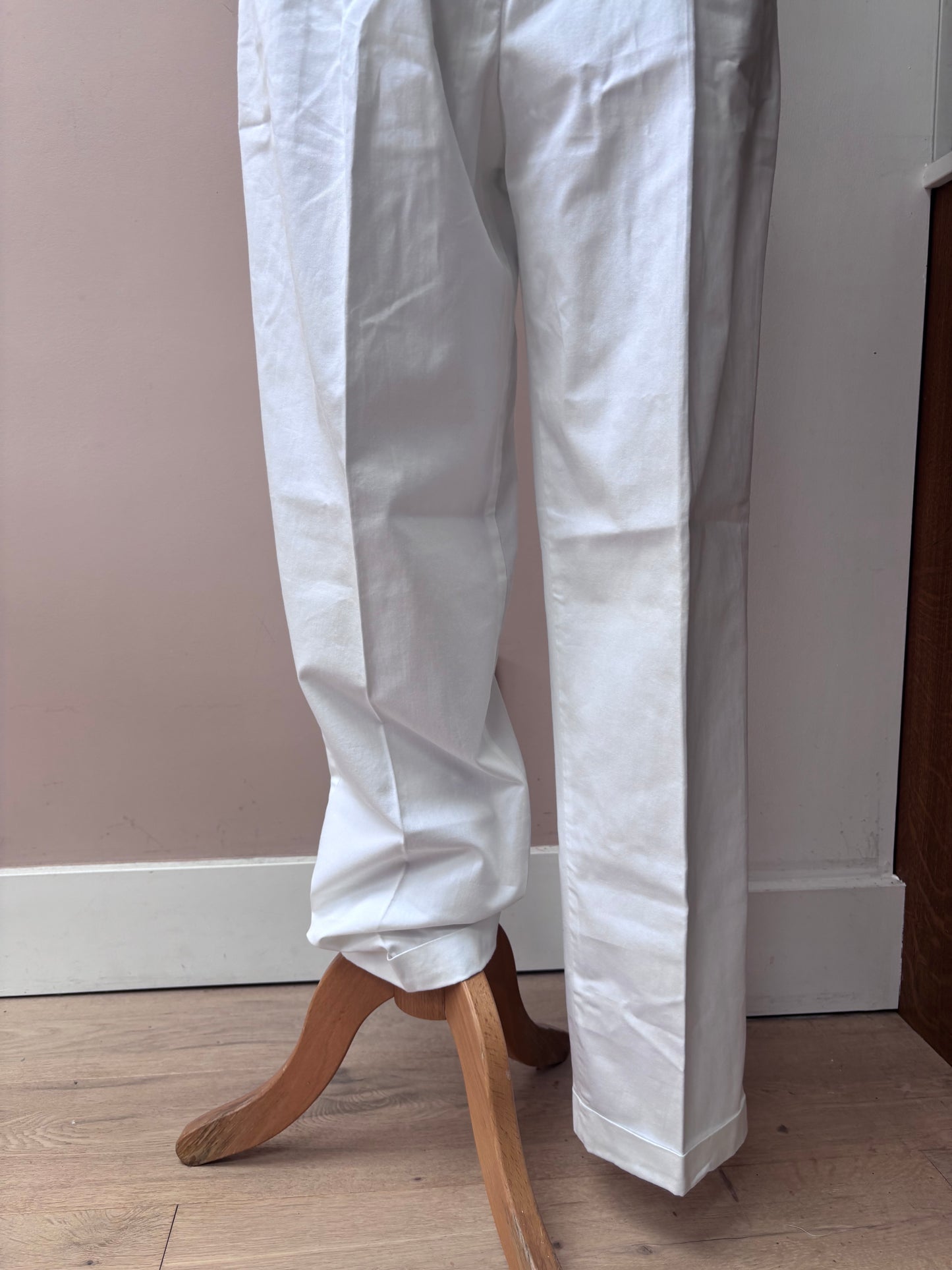 Vintage white 100% cotton trousers UK10