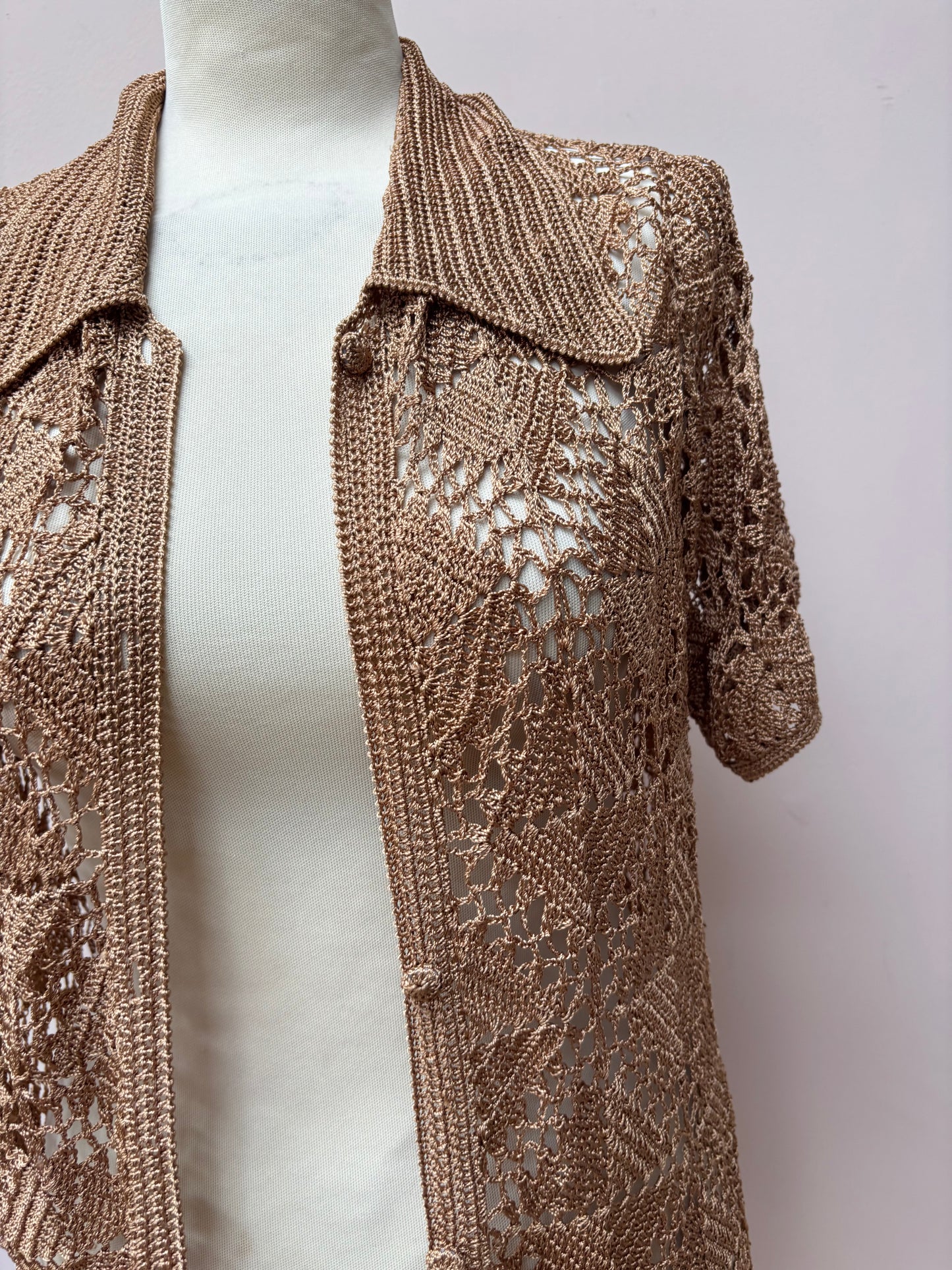 Brown gold crochet top size L