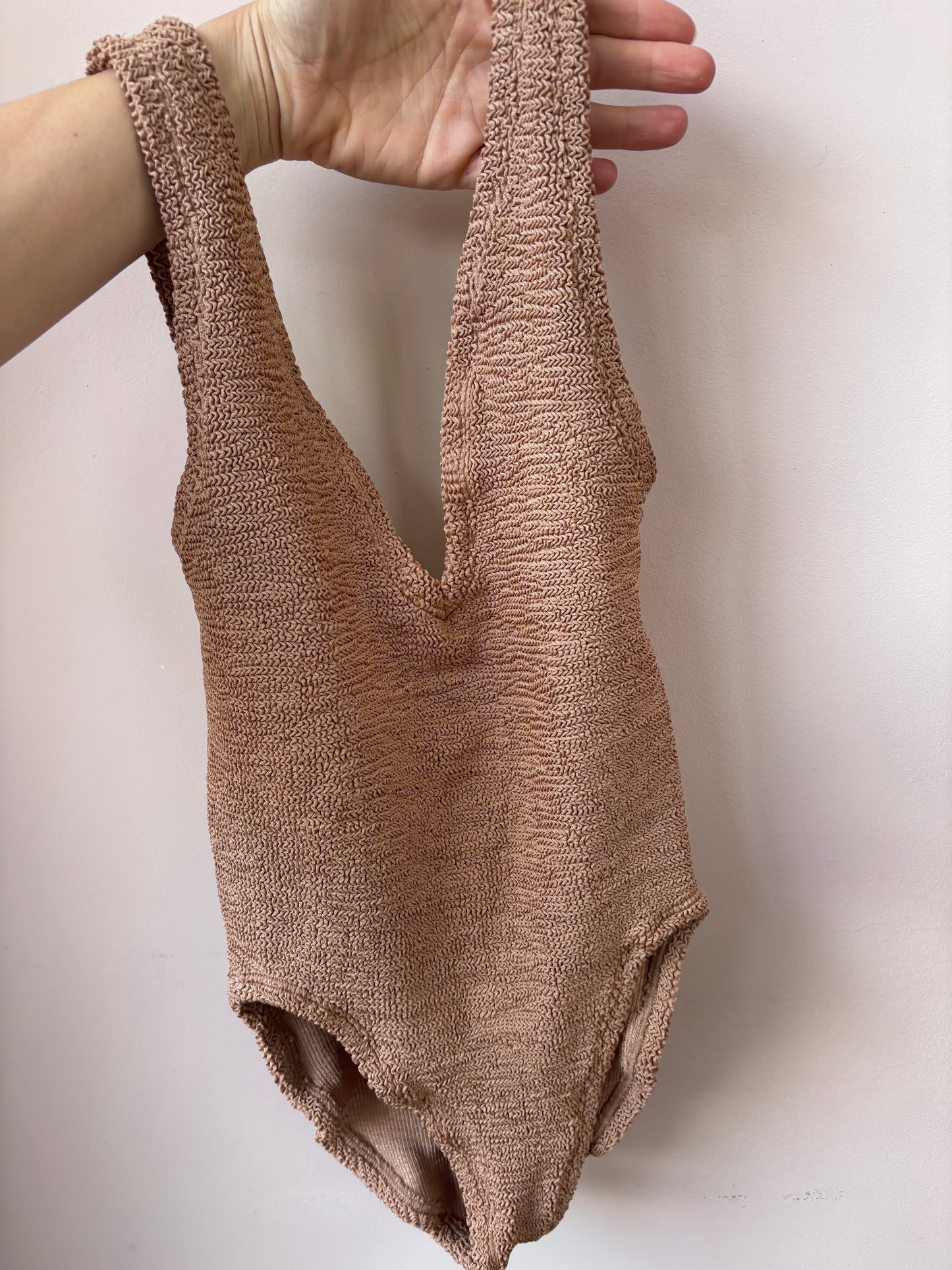 Hunza G brown swimsuit one size