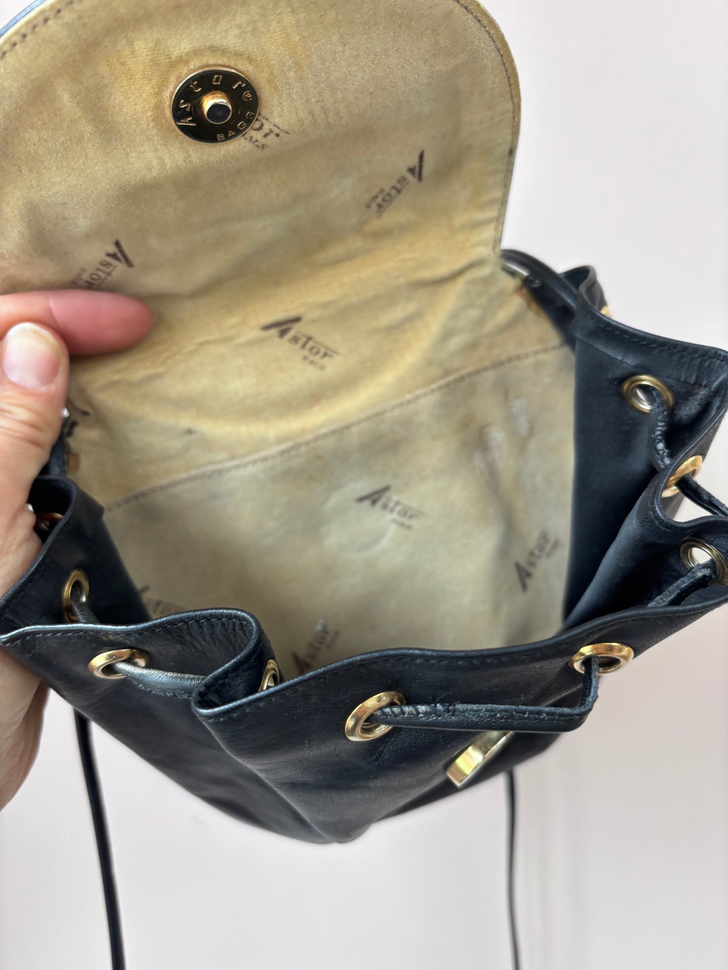 Astor black leather small bag