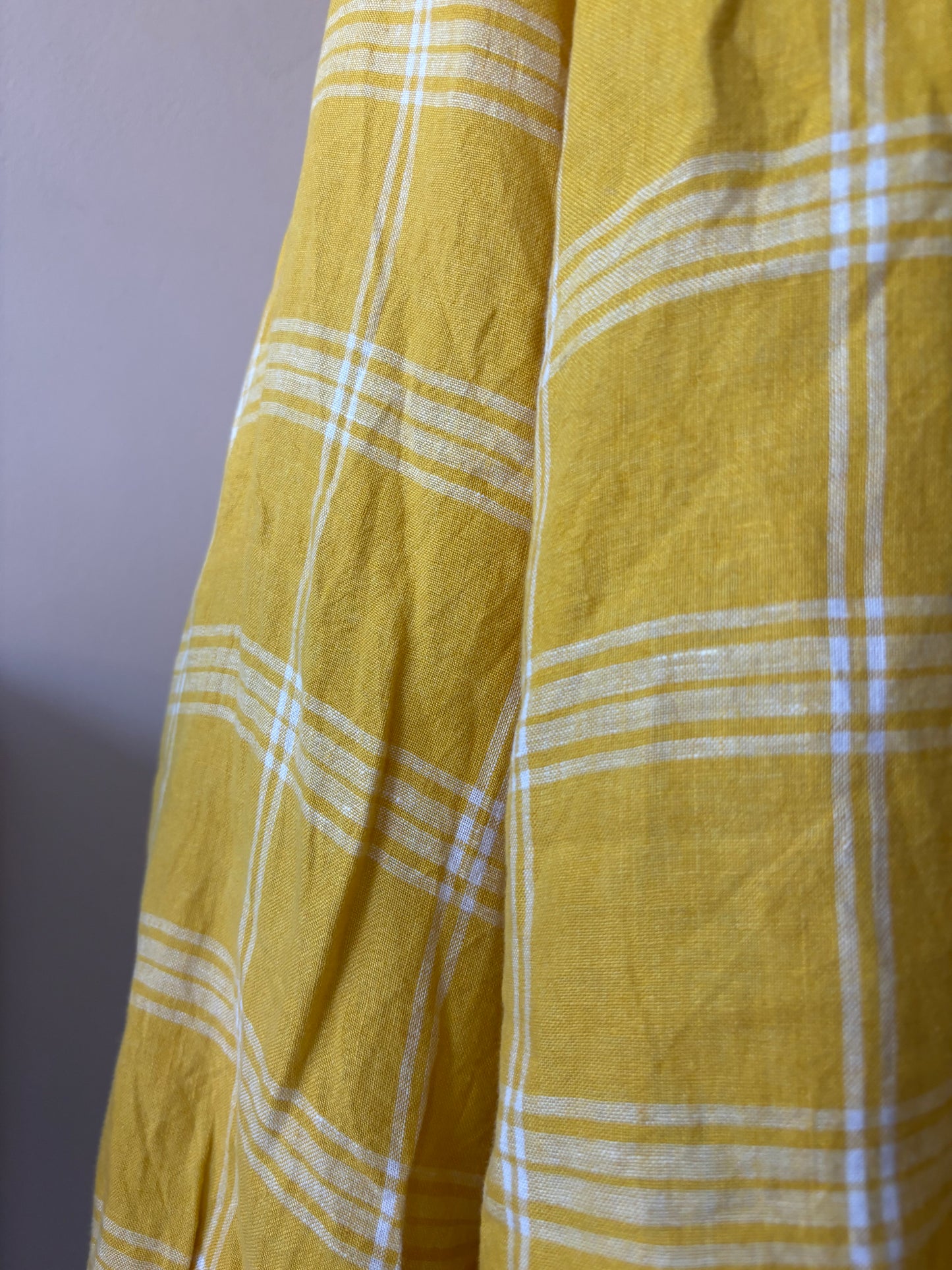 Yellow check 100% linen top size 20