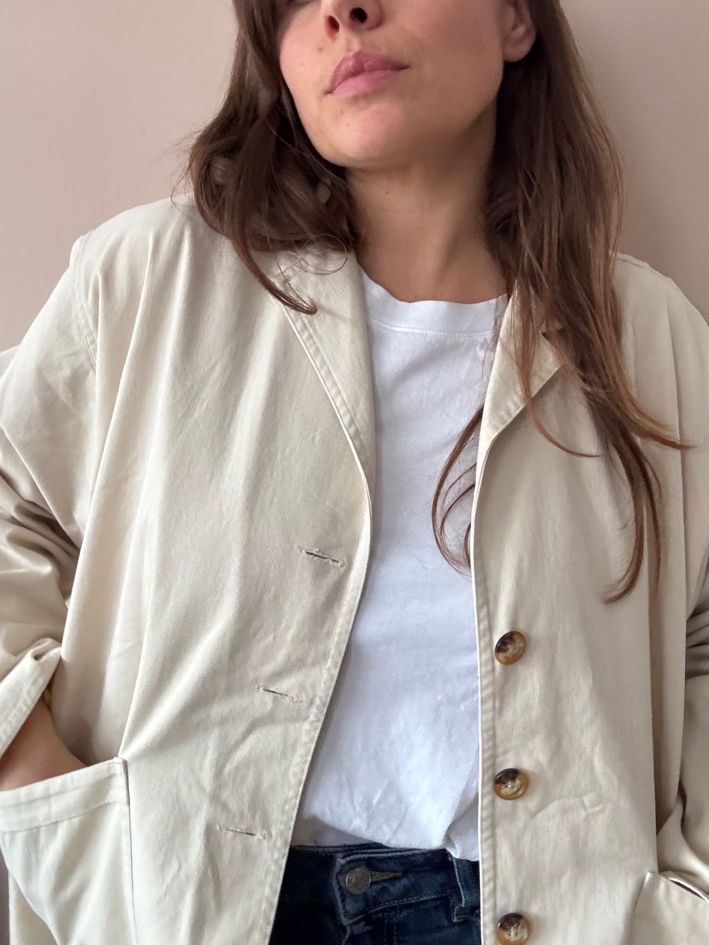 Stone cotton jacket size 12 dipped back