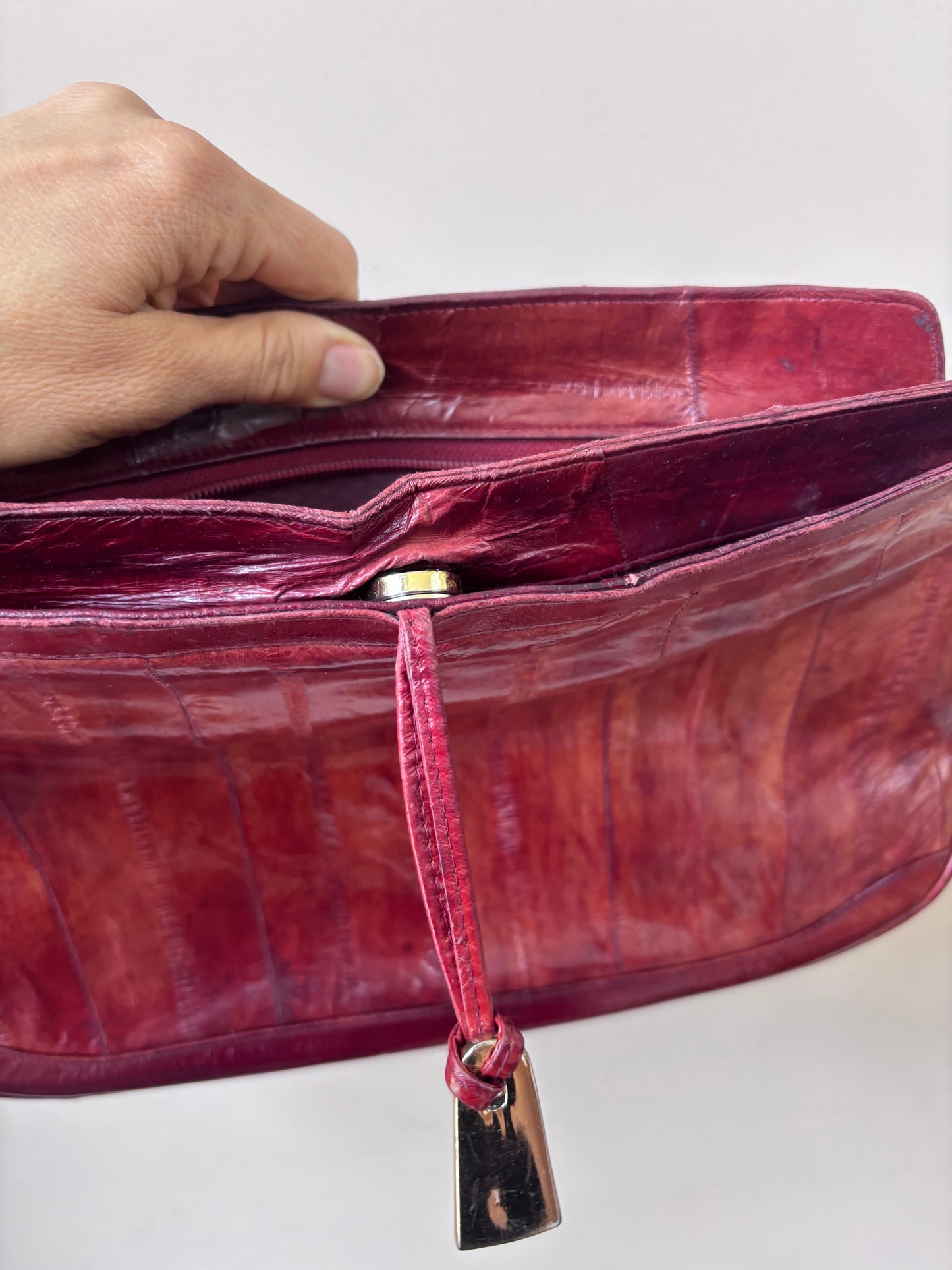 Vintage Red Orange leather bag