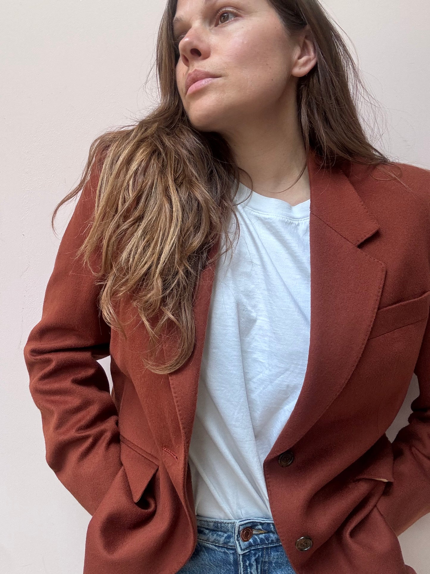 Aquascutum rust brown 100% wool blazer size 10/12
