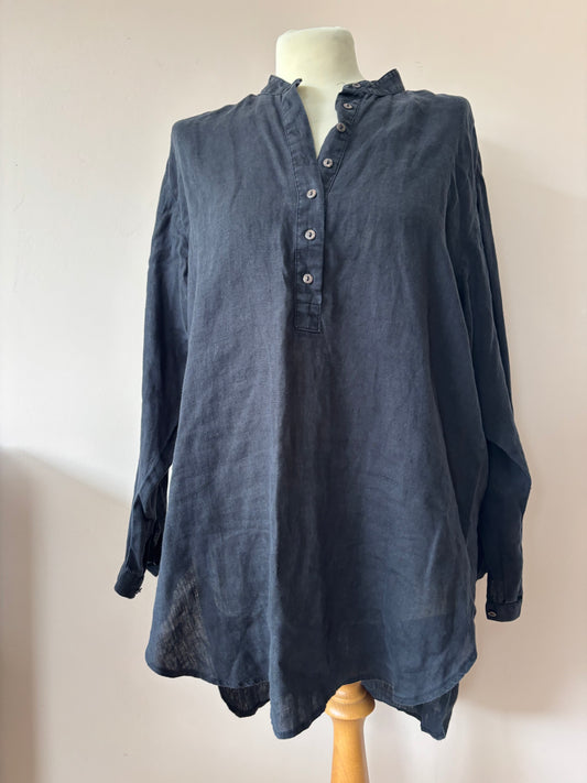 Vintage black 100% linen shirt size 10