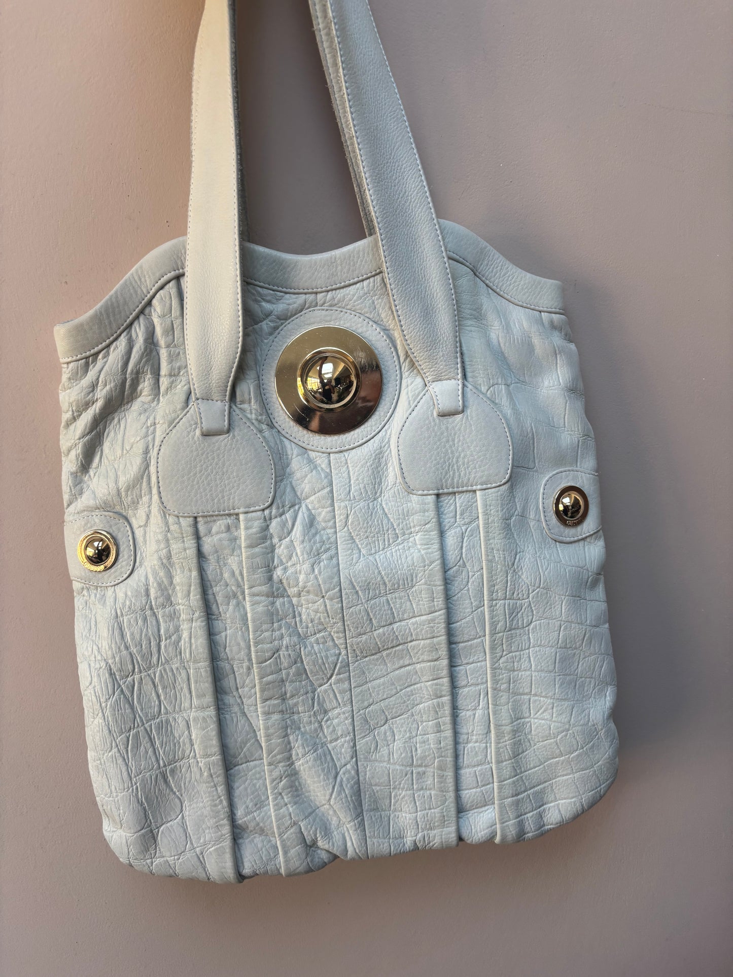 Pale blue leather bag
