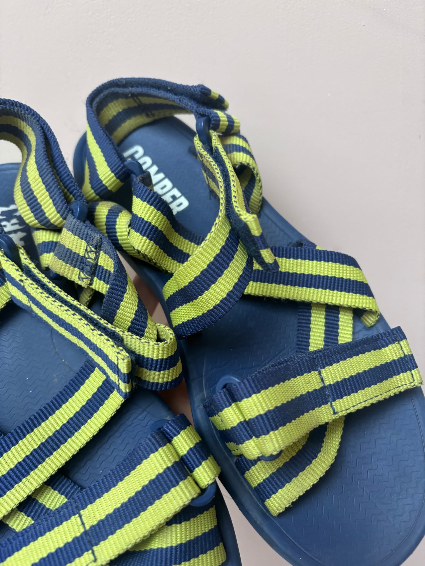 Yellow blue striped Camper sandals size UK6