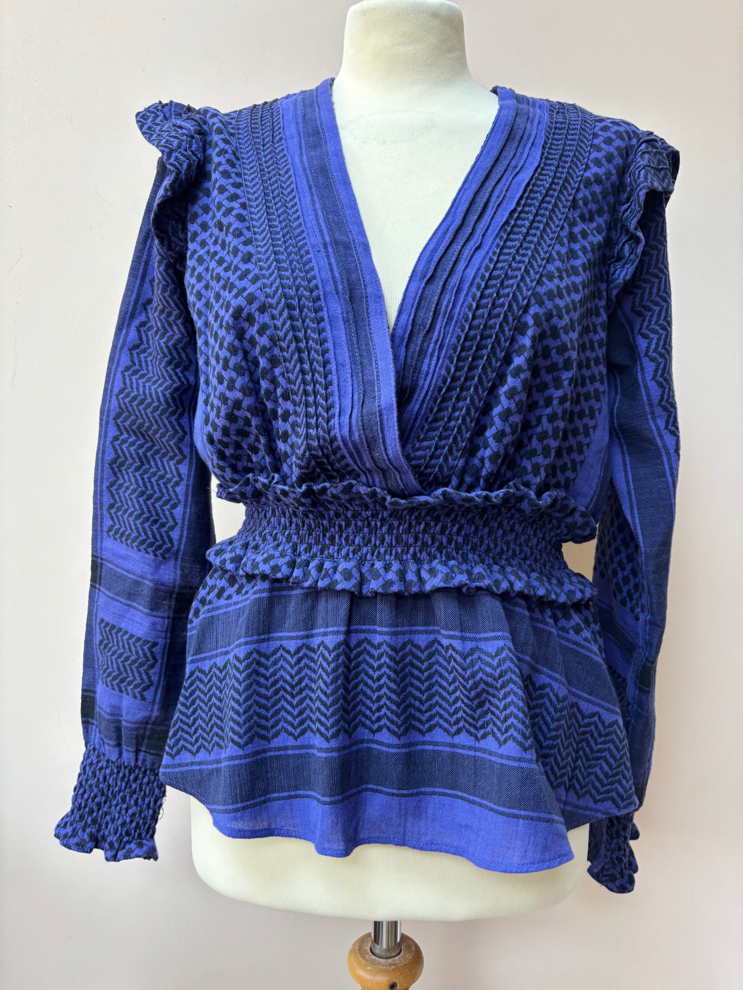 Cotton patterned crossover top size Small