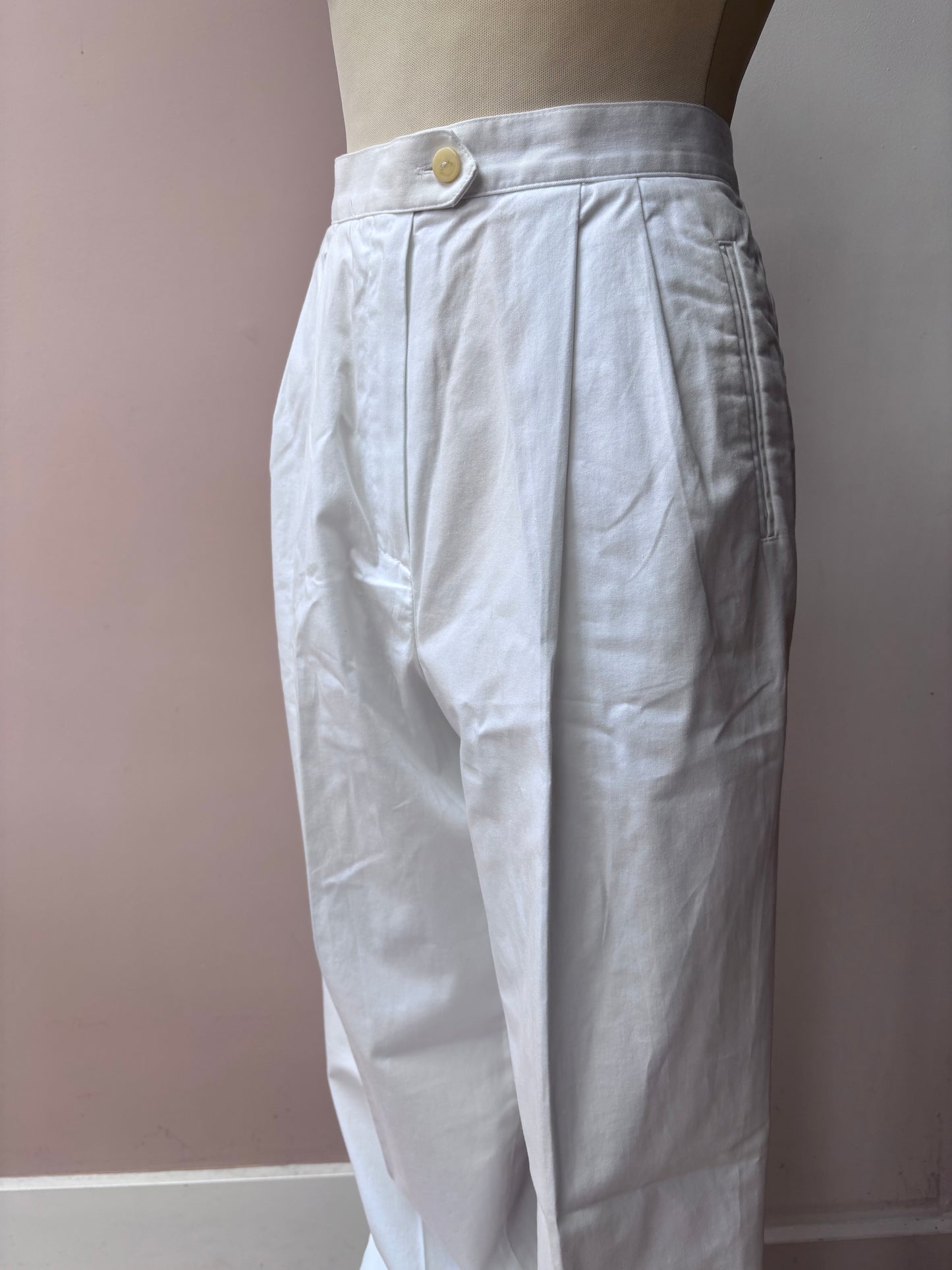 Vintage white 100% cotton trousers UK10